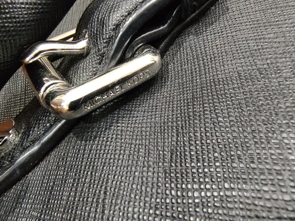 Elegant Black Crossgrain Leather Satchel Bag