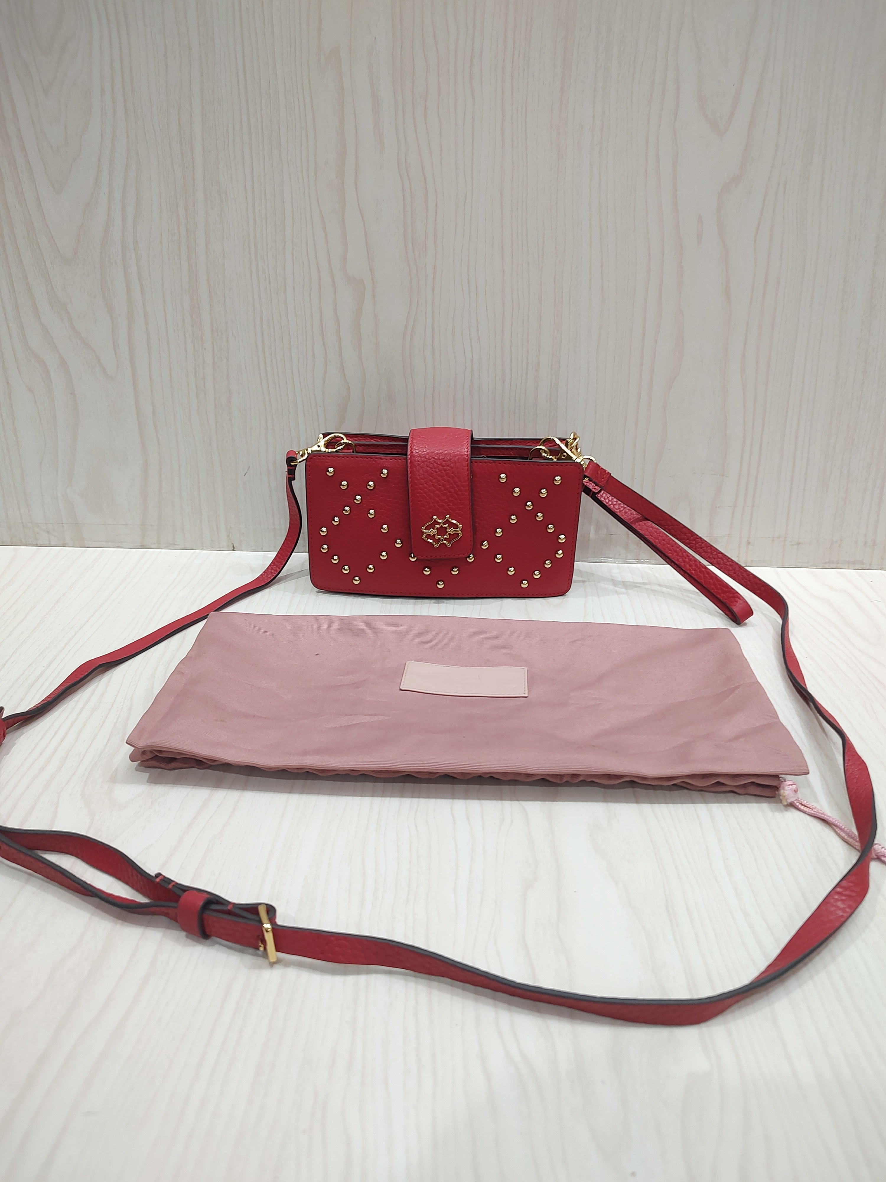 ❤️ Chic Crimson Studded Crossbody Bag