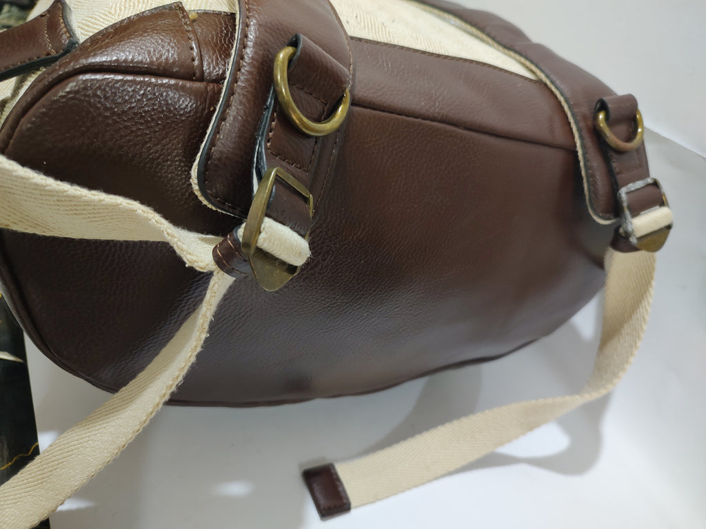 Herringbone Canvas & Faux Leather Rucksack 🎒