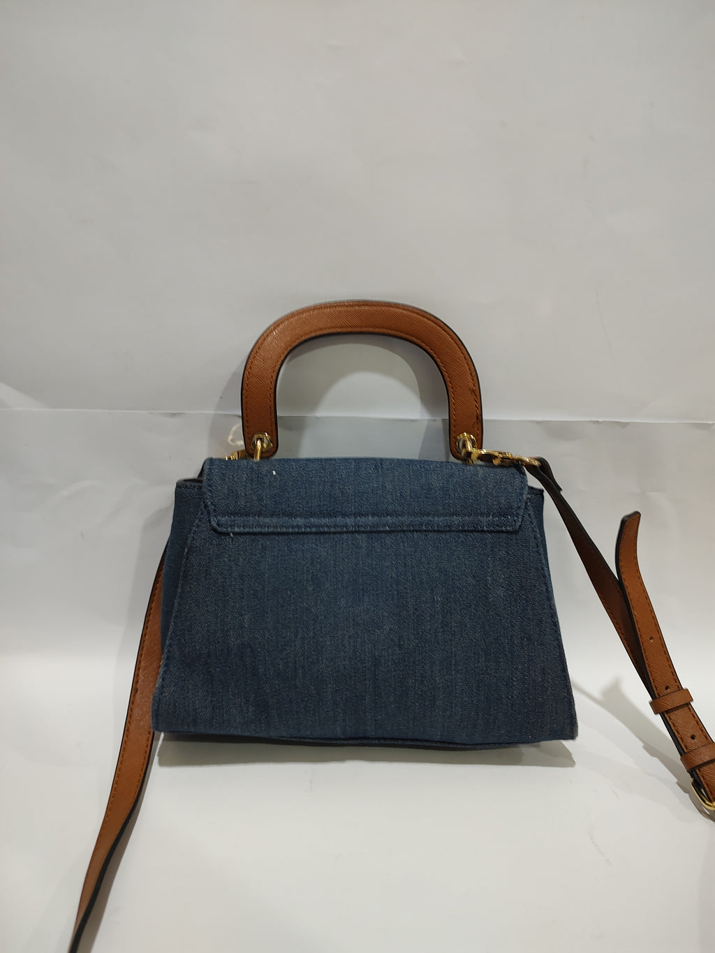Blue Denim & Tan Leather Top-Handle Crossbody bag👖👜