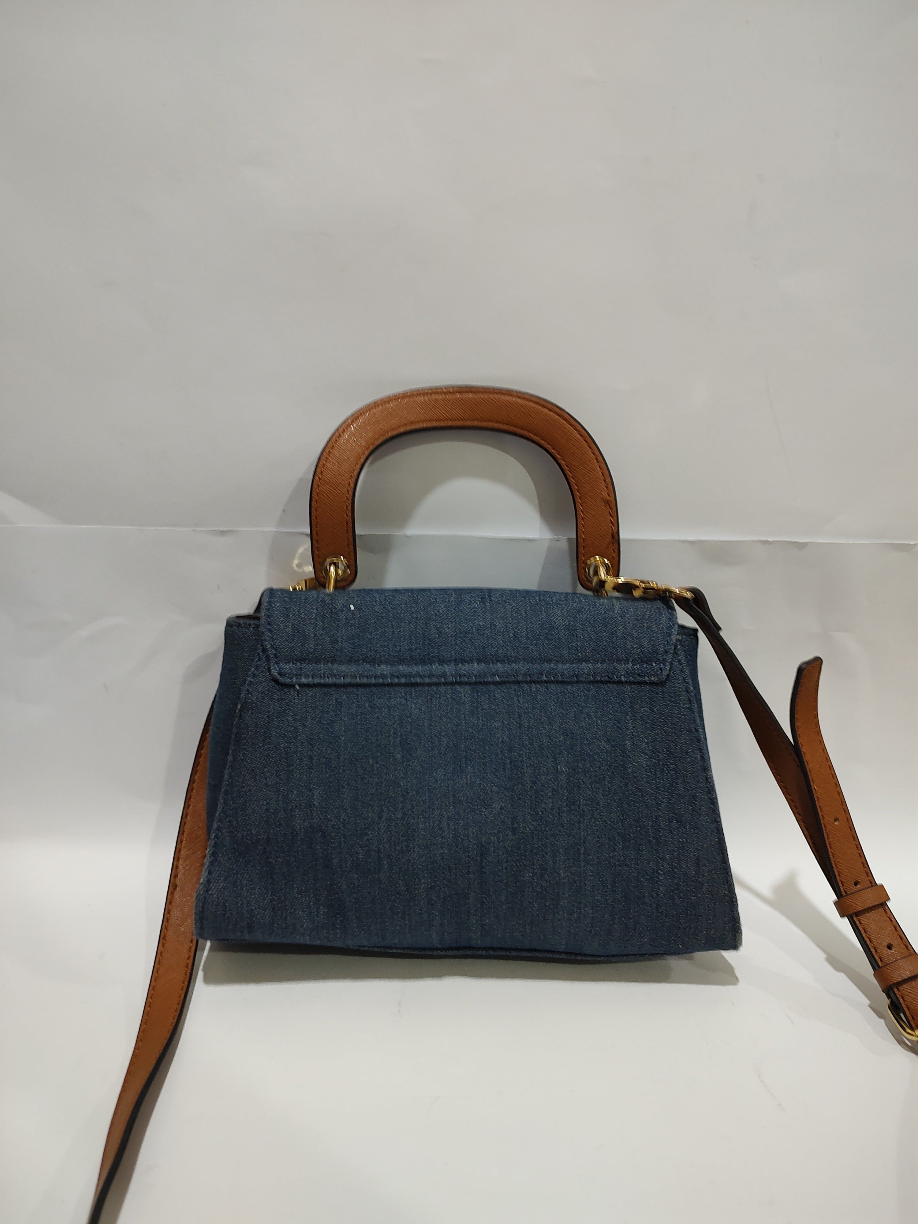 Blue Denim & Tan Leather Top-Handle Crossbody bag👖👜