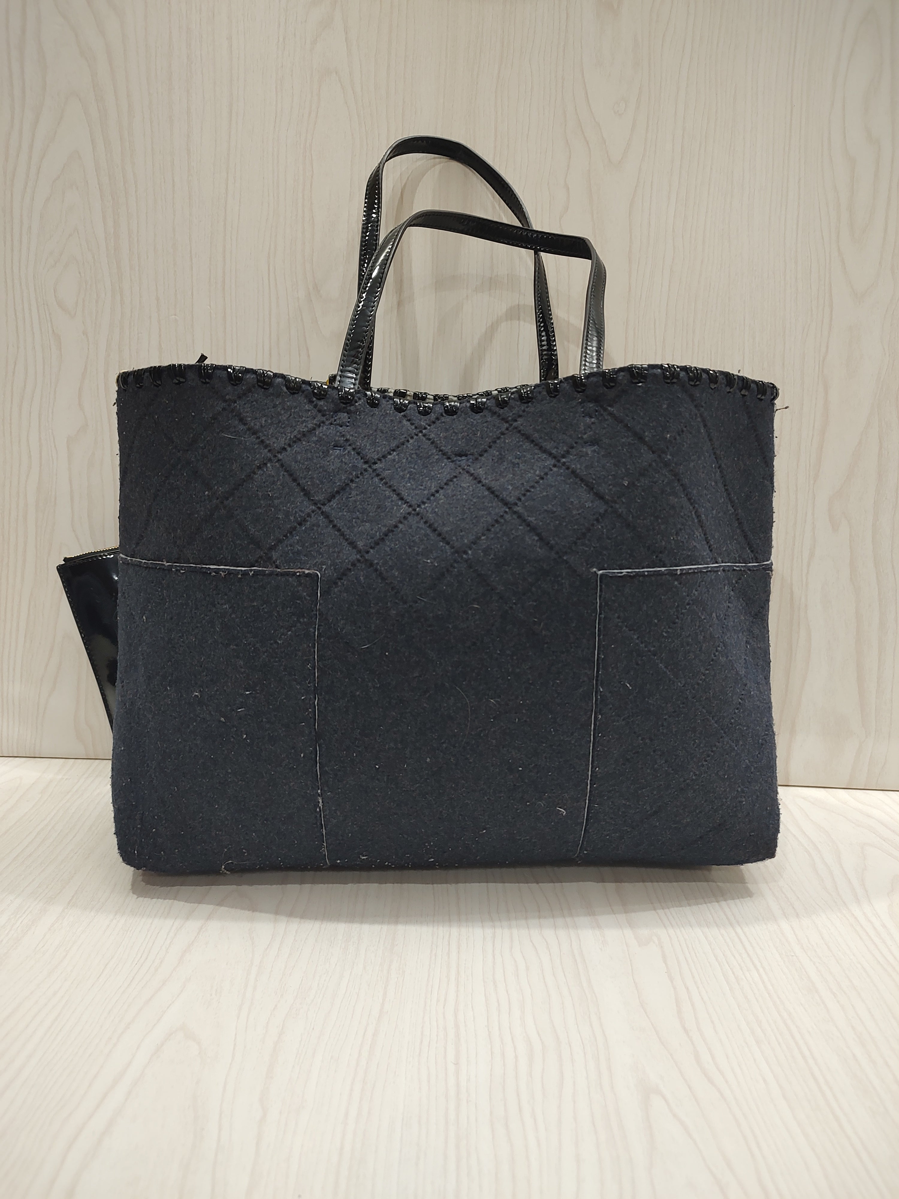✨ Quilted Felt Tote with Patent Accents ✨