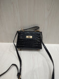 ✨ Elegant Glossy Croc-Embossed Top Handle Bag