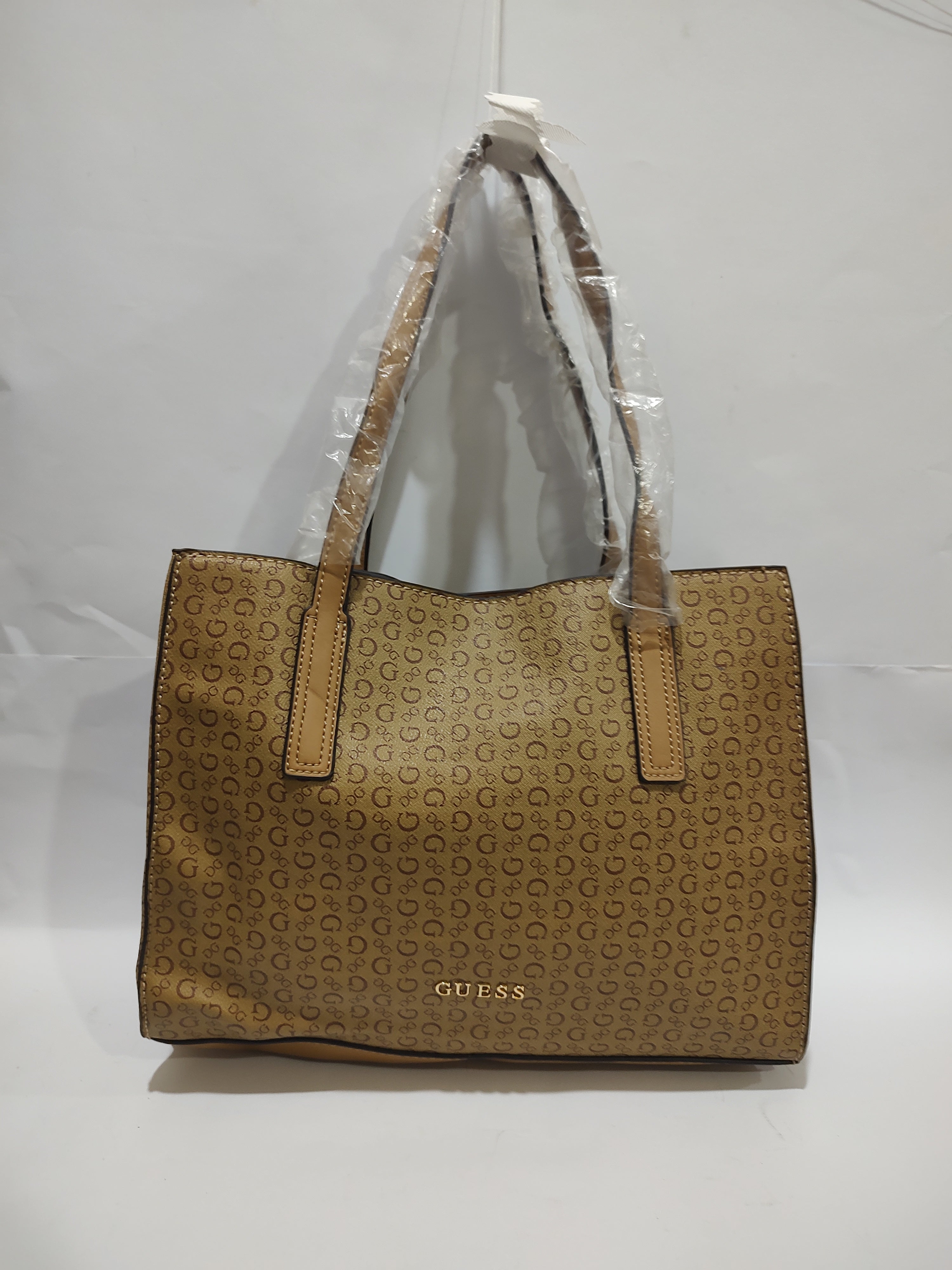 Classic Monogram Print Tote Bag – Elegant Tan & Earthy Brown Professional Satchel