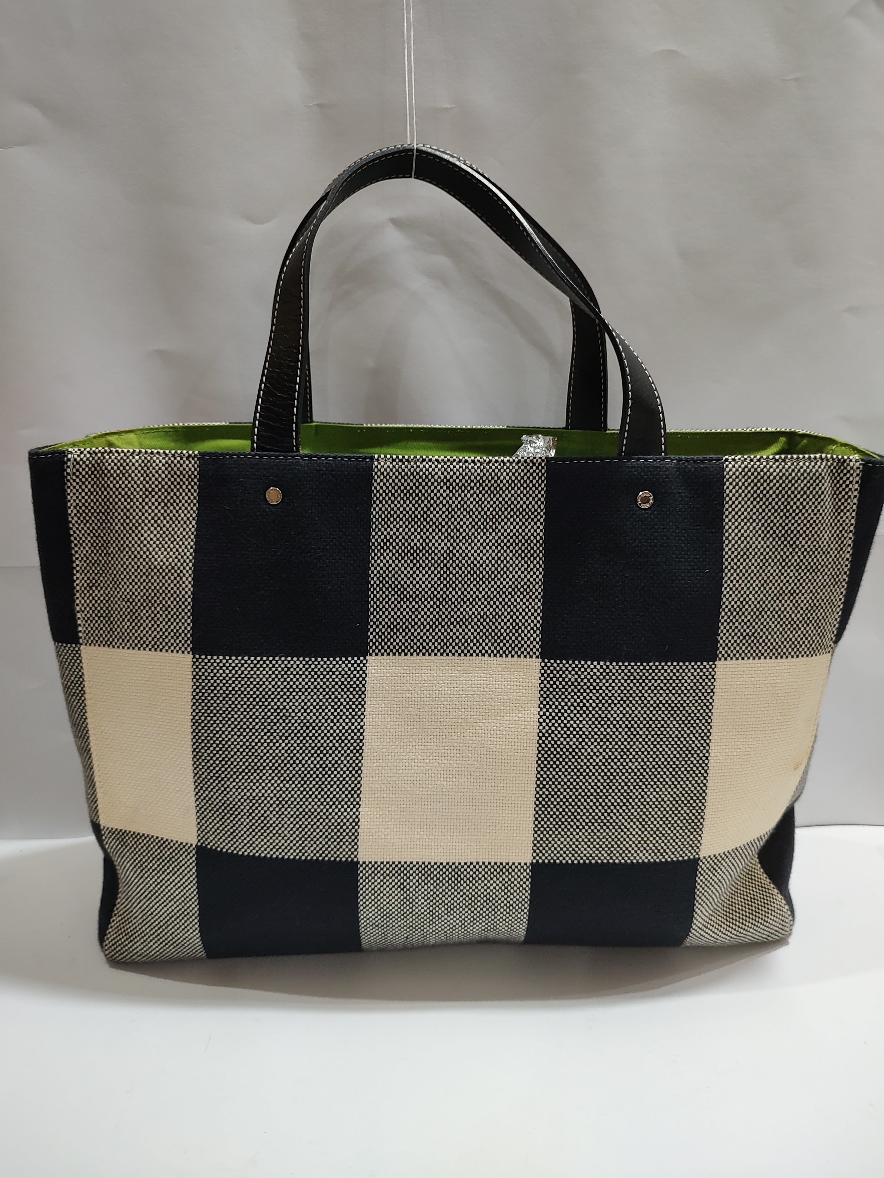 Classic Oversized Plaid Canvas Tote - Chic Black & White Gingham 🖤🤍