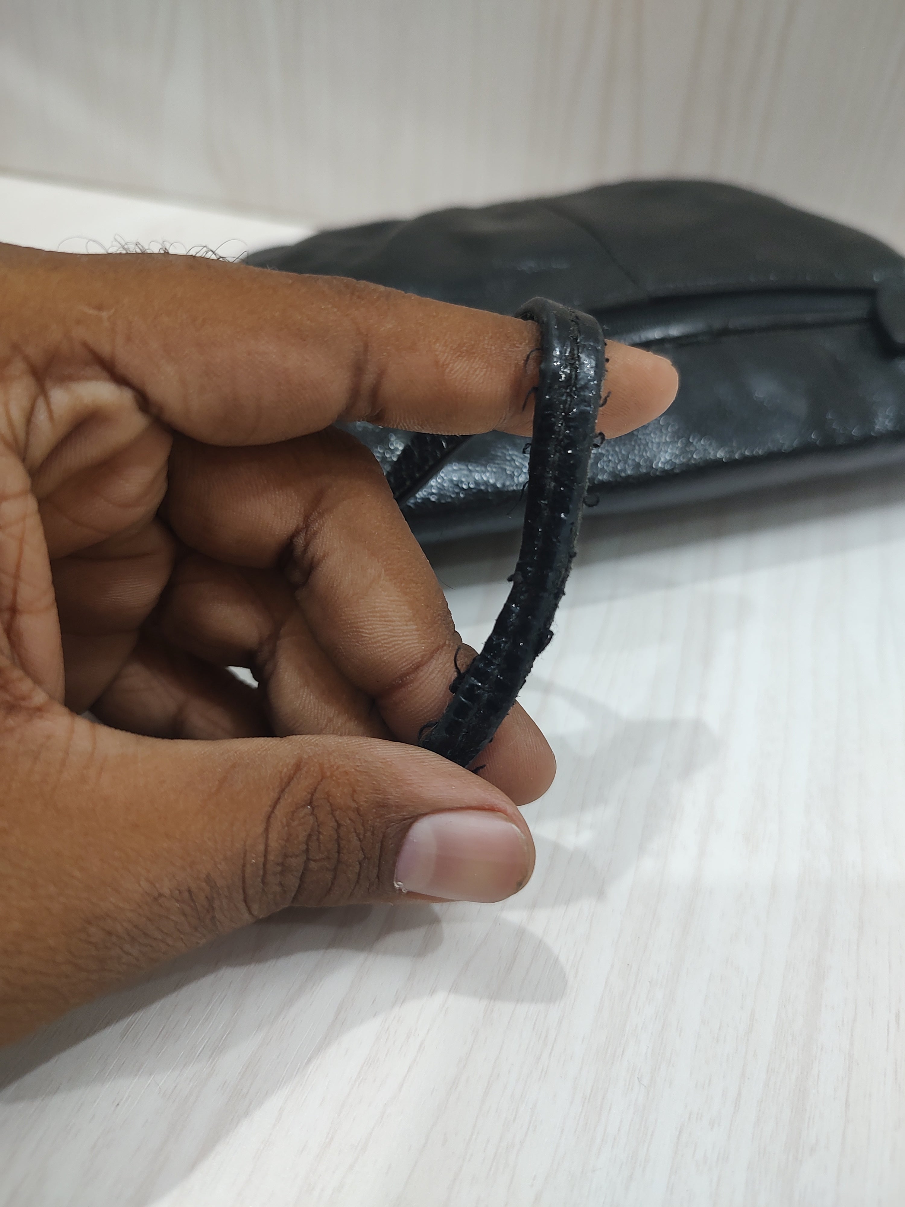 Chic Pleated Black Leather Wristlet Clutch 🖤