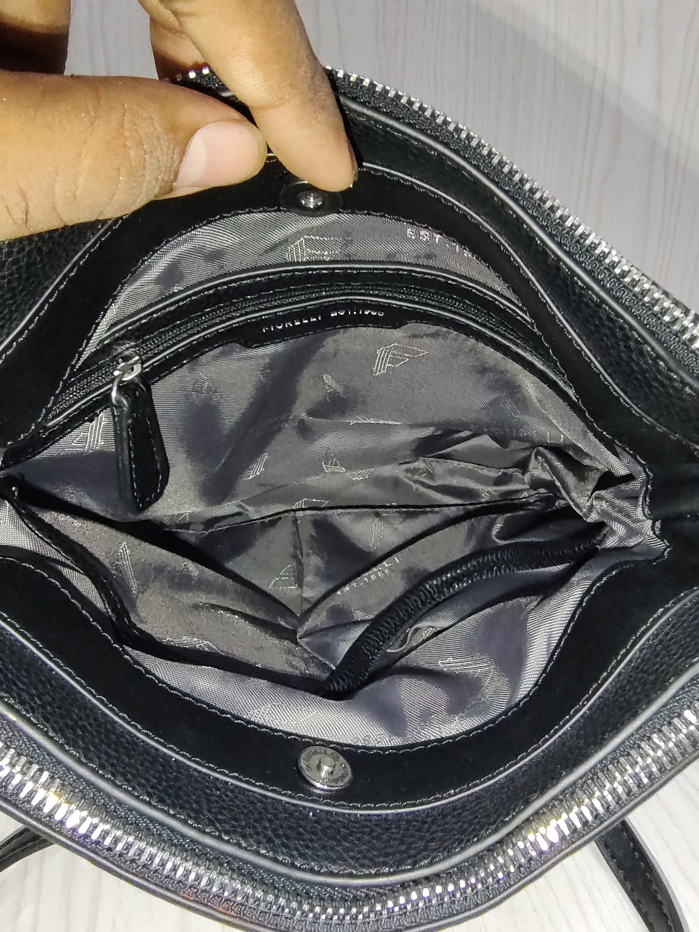 Sleek Textured Crossbody Bag with Triple-Compartment Storage