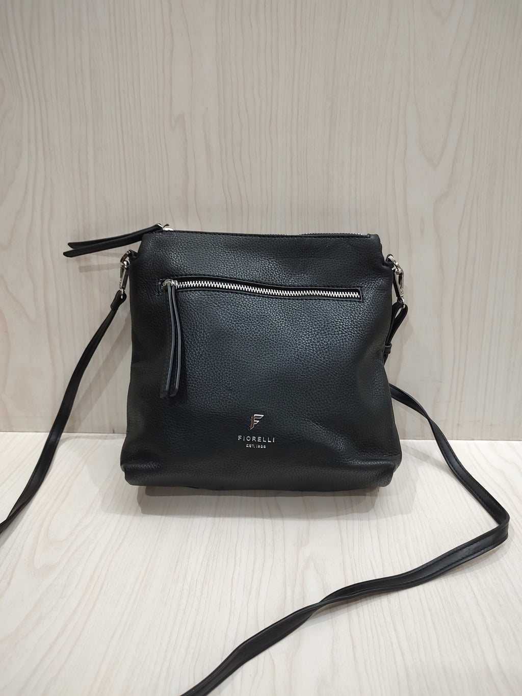 Sleek Textured Crossbody Bag with Triple-Compartment Storage