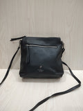 Sleek Textured Crossbody Bag with Triple-Compartment Storage