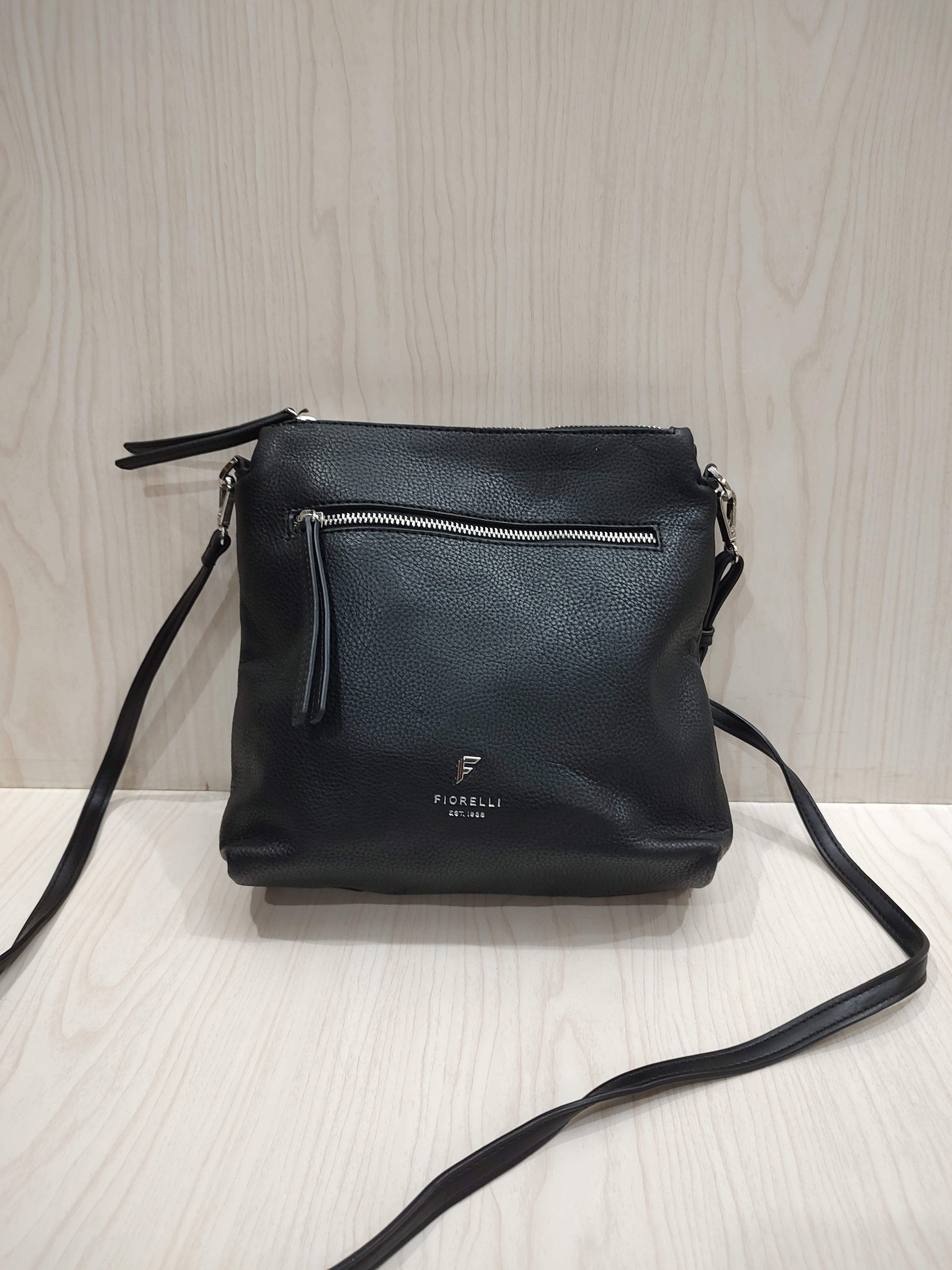 Sleek Textured Crossbody Bag with Triple-Compartment Storage