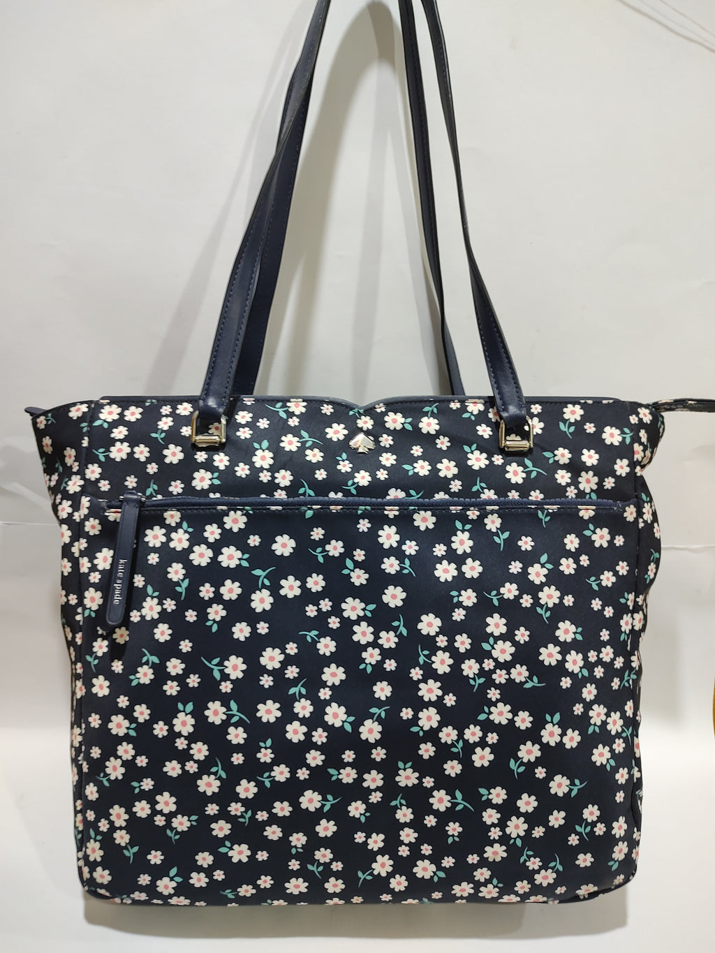 Navy Floral Daisy Print Large Nylon Tote Bag 🌼