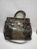 Edgy Crocodile-Embossed Studded Tote 👜✨