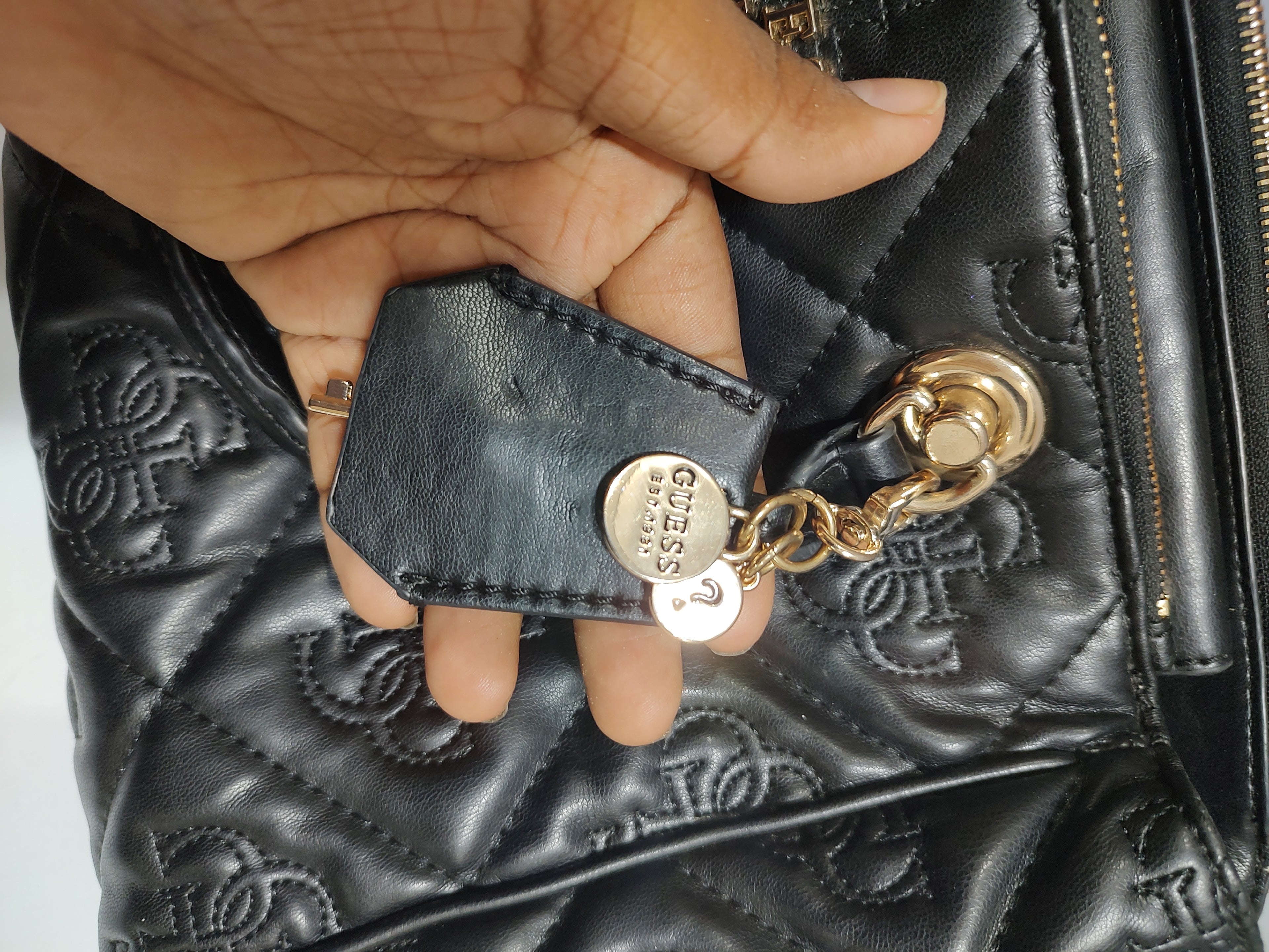 Luxury Quilted Vegan Leather Satchel - Elegant Black with Gold Accents 🖤✨