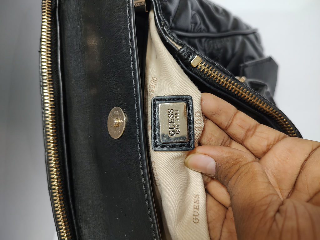 Luxury Quilted Vegan Leather Satchel - Elegant Black with Gold Accents 🖤✨