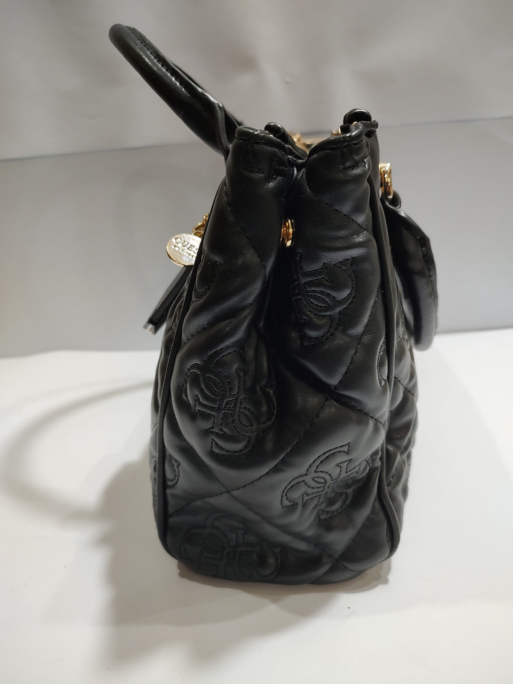 Luxury Quilted Vegan Leather Satchel - Elegant Black with Gold Accents 🖤✨