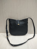 Minimalist Black Hobo Crossbody Bag with Removable Canvas Pouch
