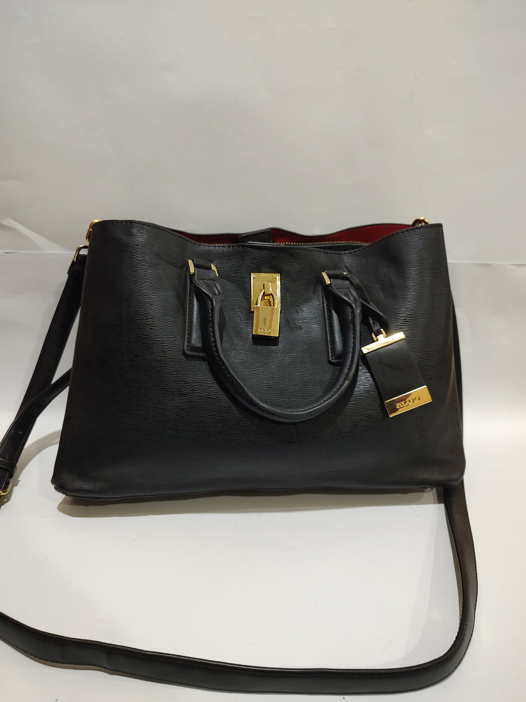 Textured Black Satchel with Gold Hardware 🖤