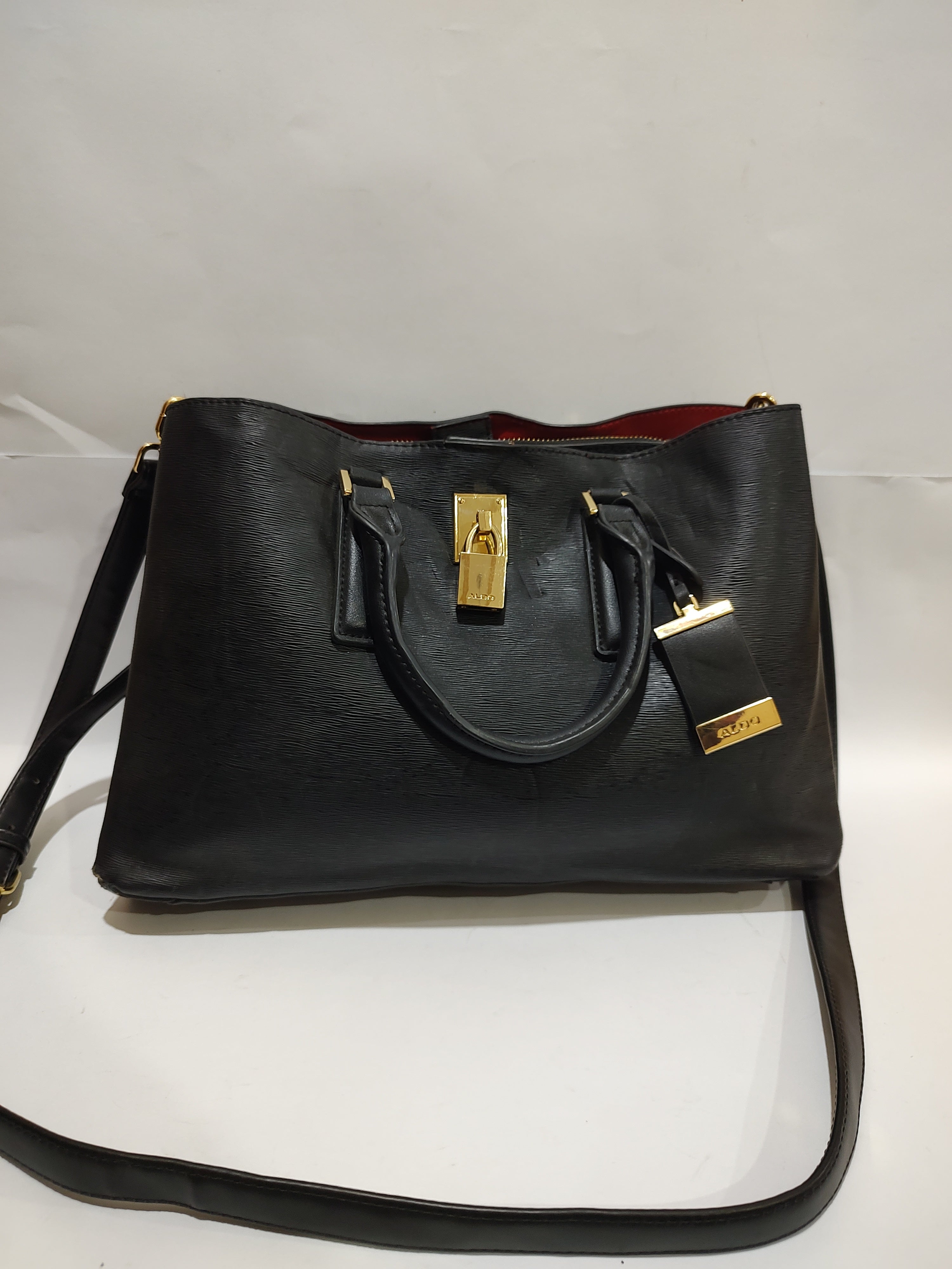 Textured Black Satchel with Gold Hardware 🖤