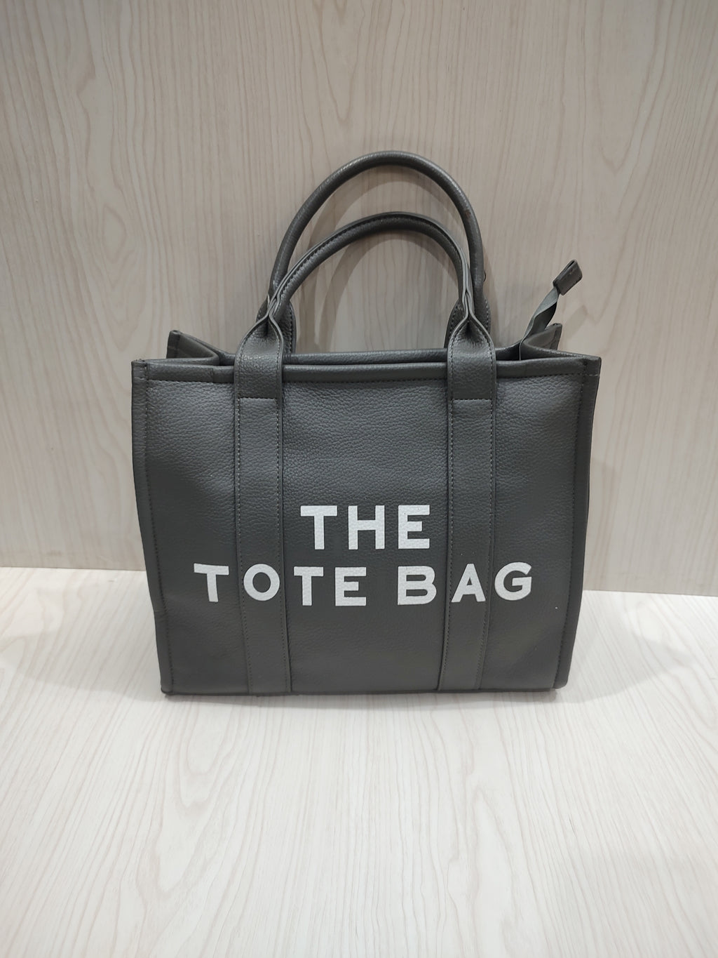 Minimalist Dark Grey Pebbled Leather Tote Bag 👜✨