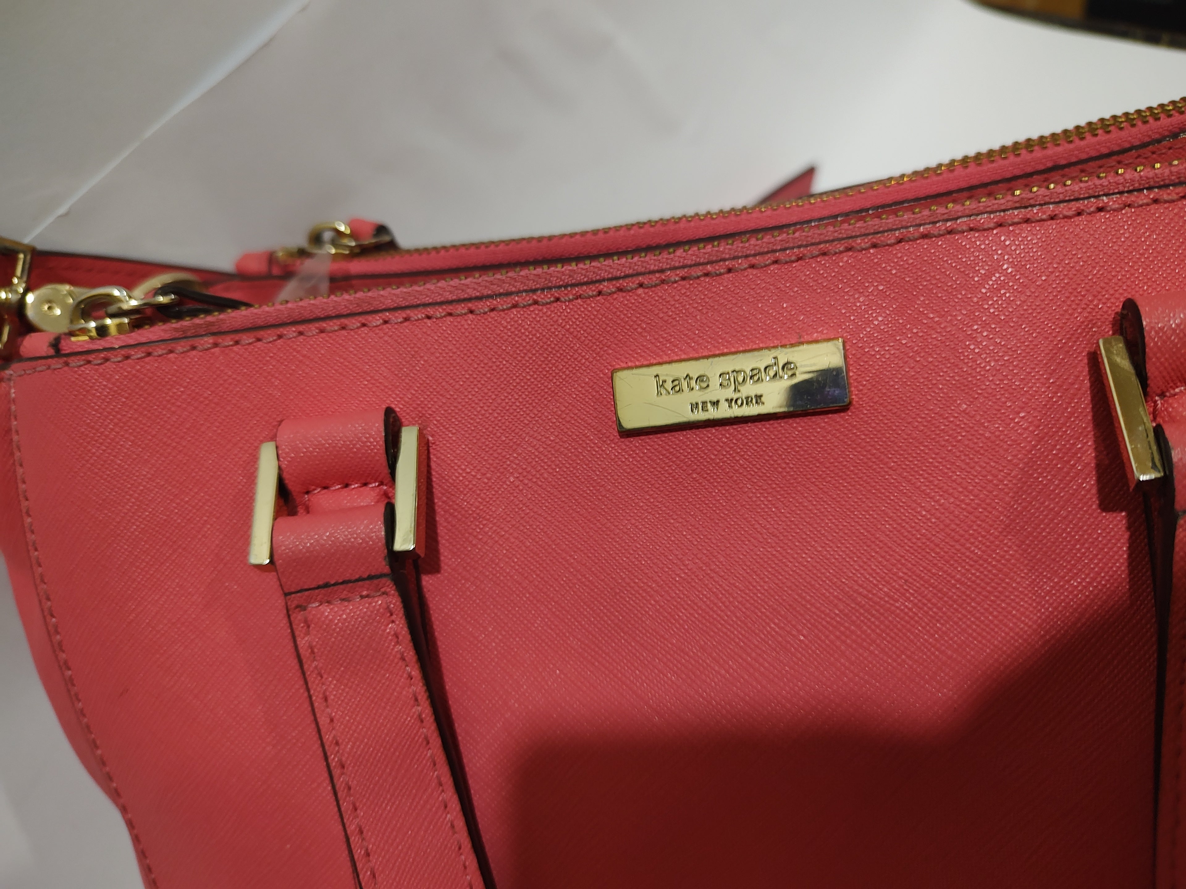 ✨ Coral Pink Saffiano Leather Satchel – Elegant Crossbody Handbag 👜