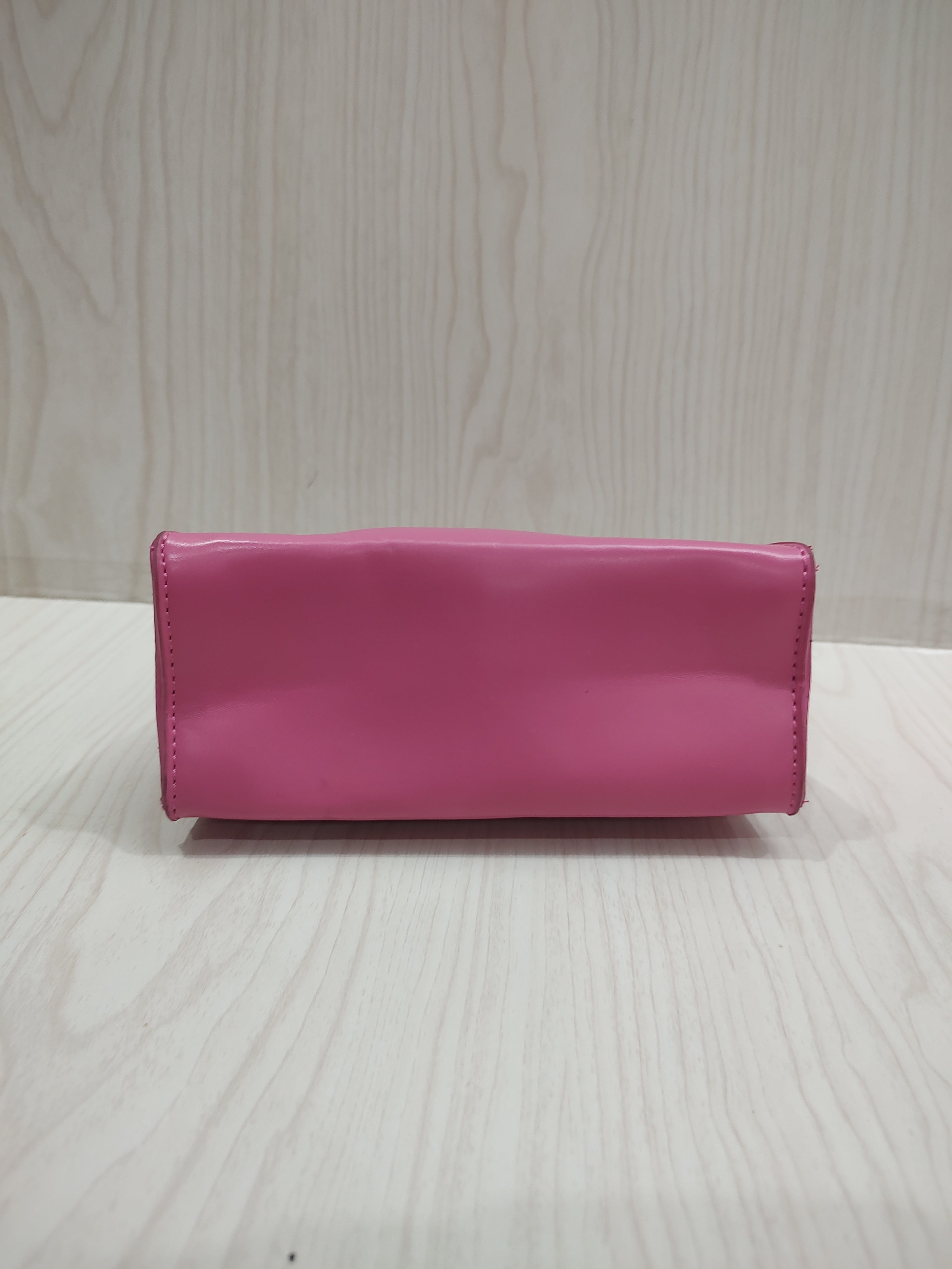 Bubblegum Pink Trapeze Mini Hand Bag with Chunky Gold Chain