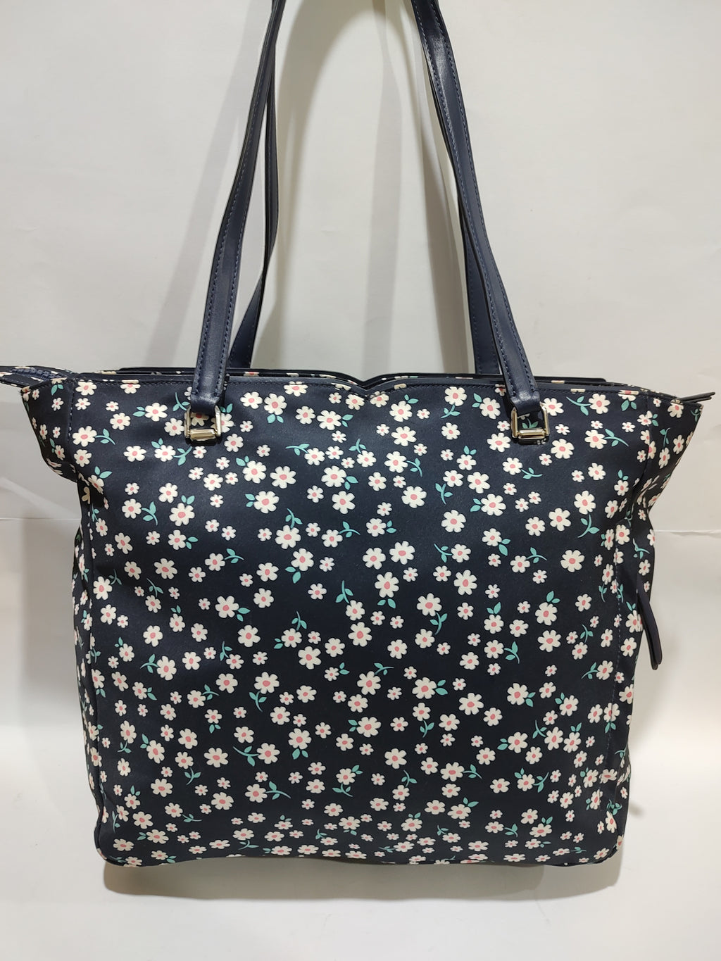 Navy Floral Daisy Print Large Nylon Tote Bag 🌼