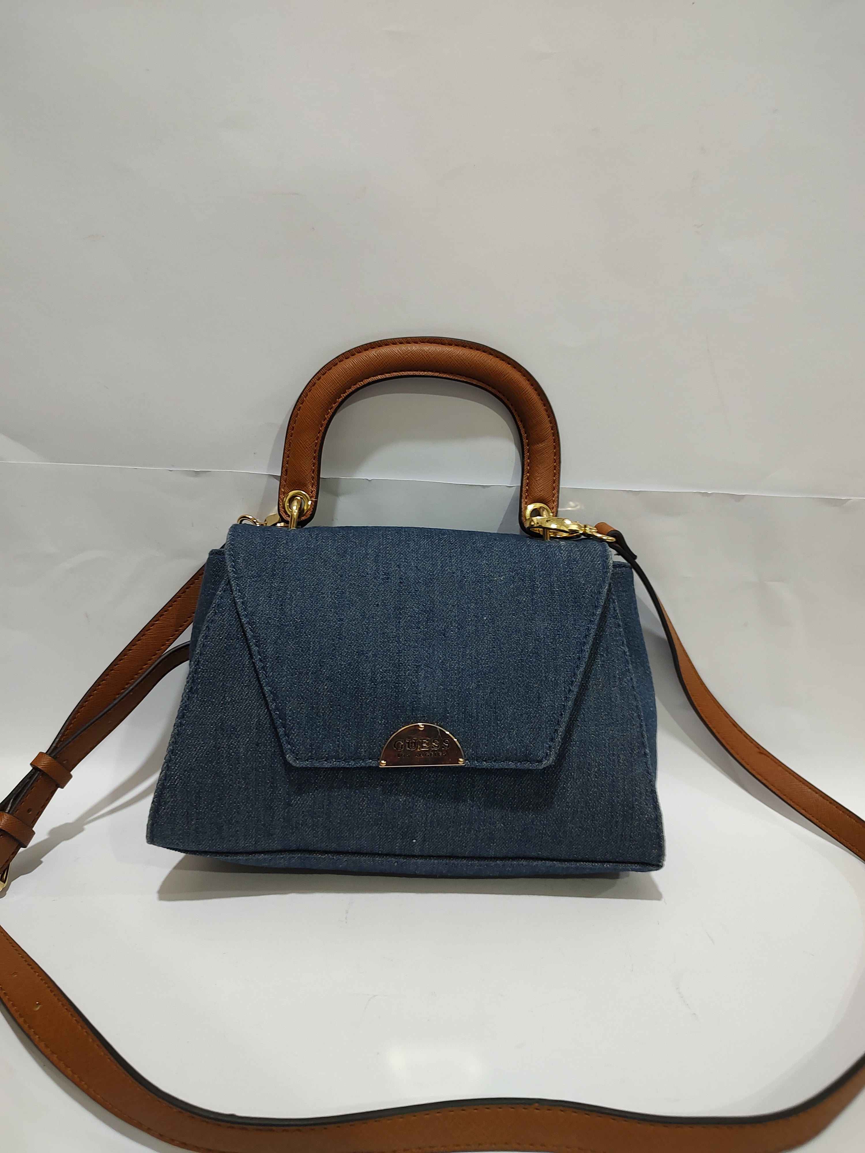Blue Denim & Tan Leather Top-Handle Crossbody bag👖👜