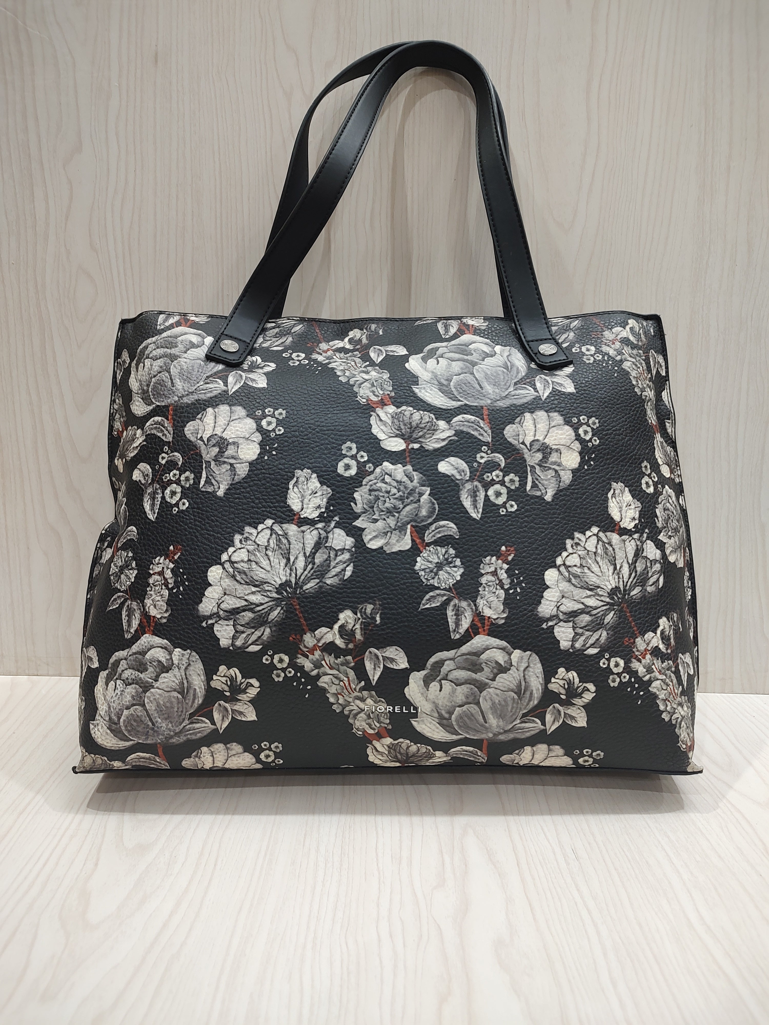 🖤 Monochrome Floral Shoulder Tote Bag