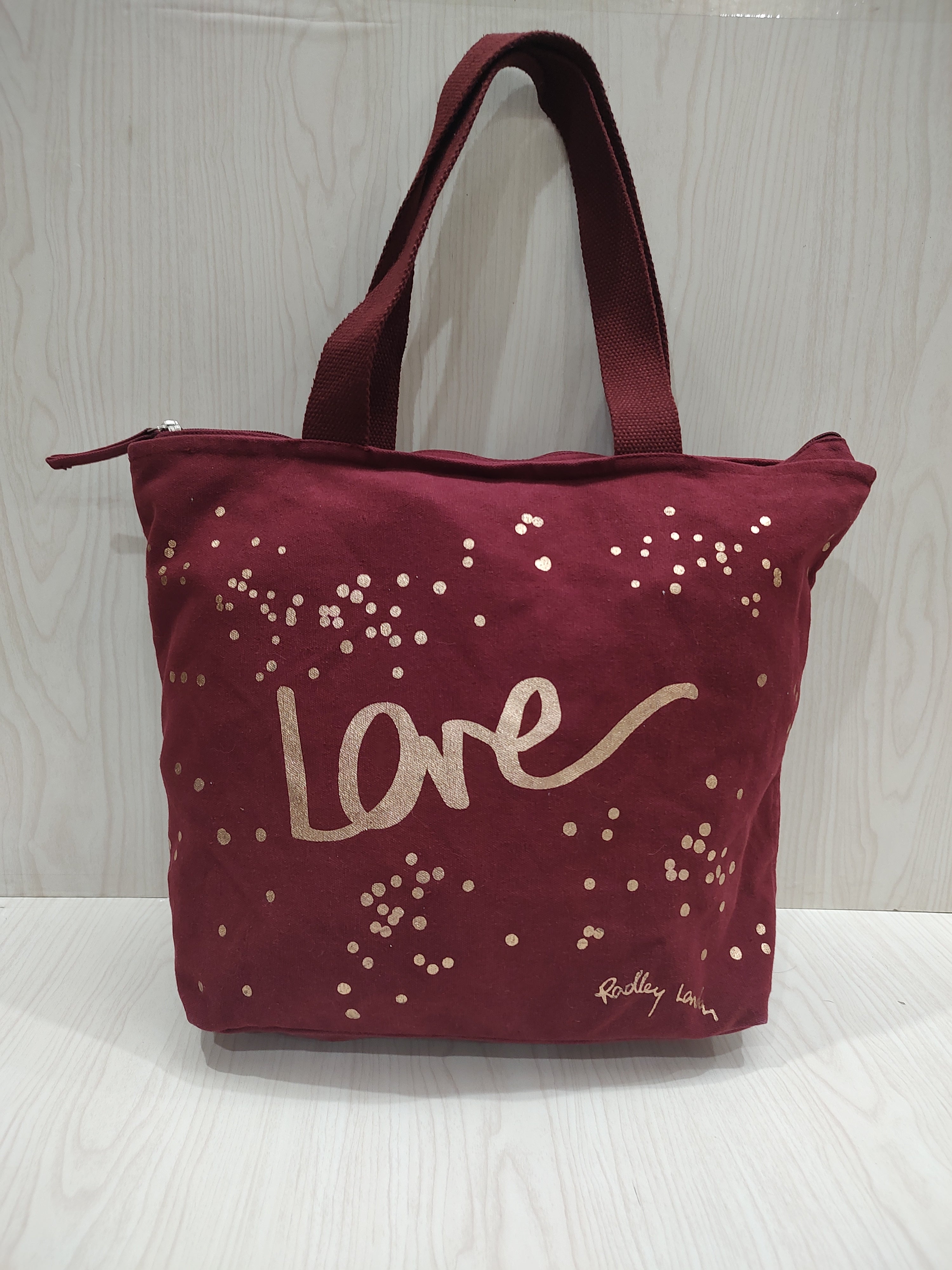 Canvas "Love" Zip-Top Tote Bag