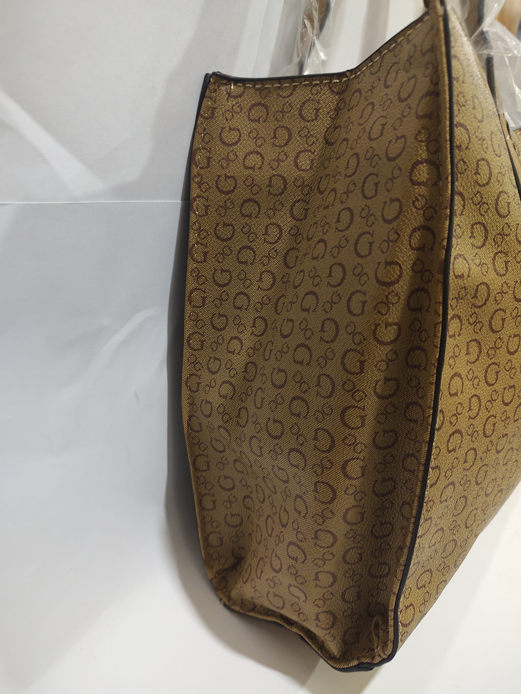 Classic Monogram Print Tote Bag – Elegant Tan & Earthy Brown Professional Satchel