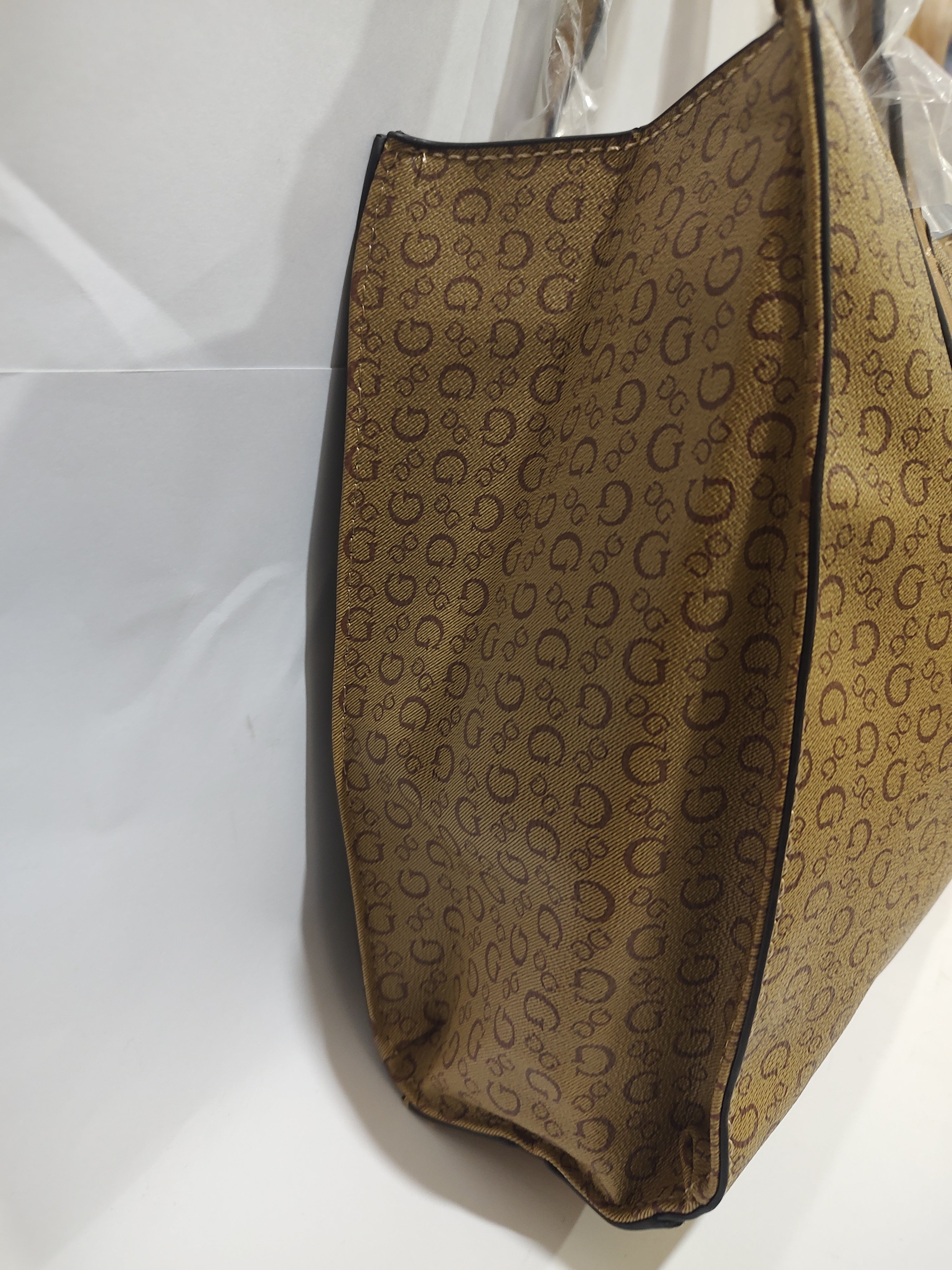 Classic Monogram Print Tote Bag – Elegant Tan & Earthy Brown Professional Satchel