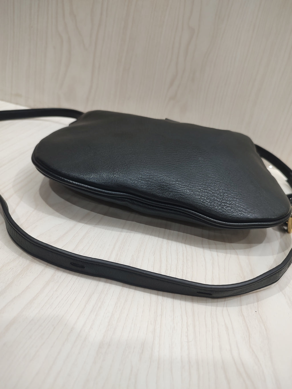 Minimalist Black Hobo Crossbody Bag with Removable Canvas Pouch