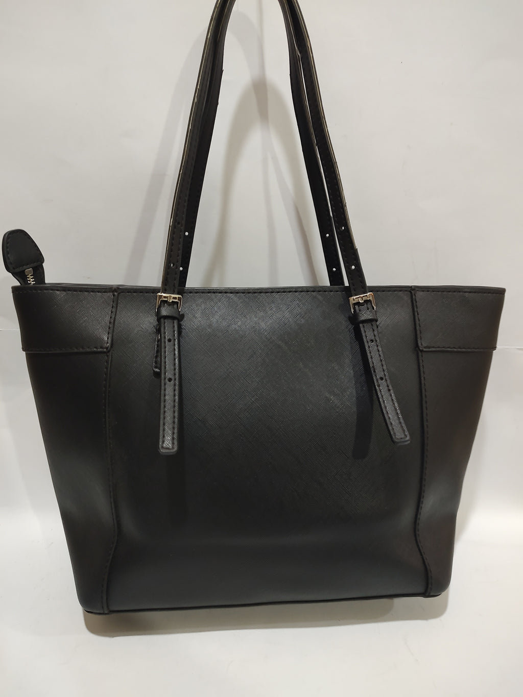 Black Floral Appliqué Textured Tote Bag 🌸