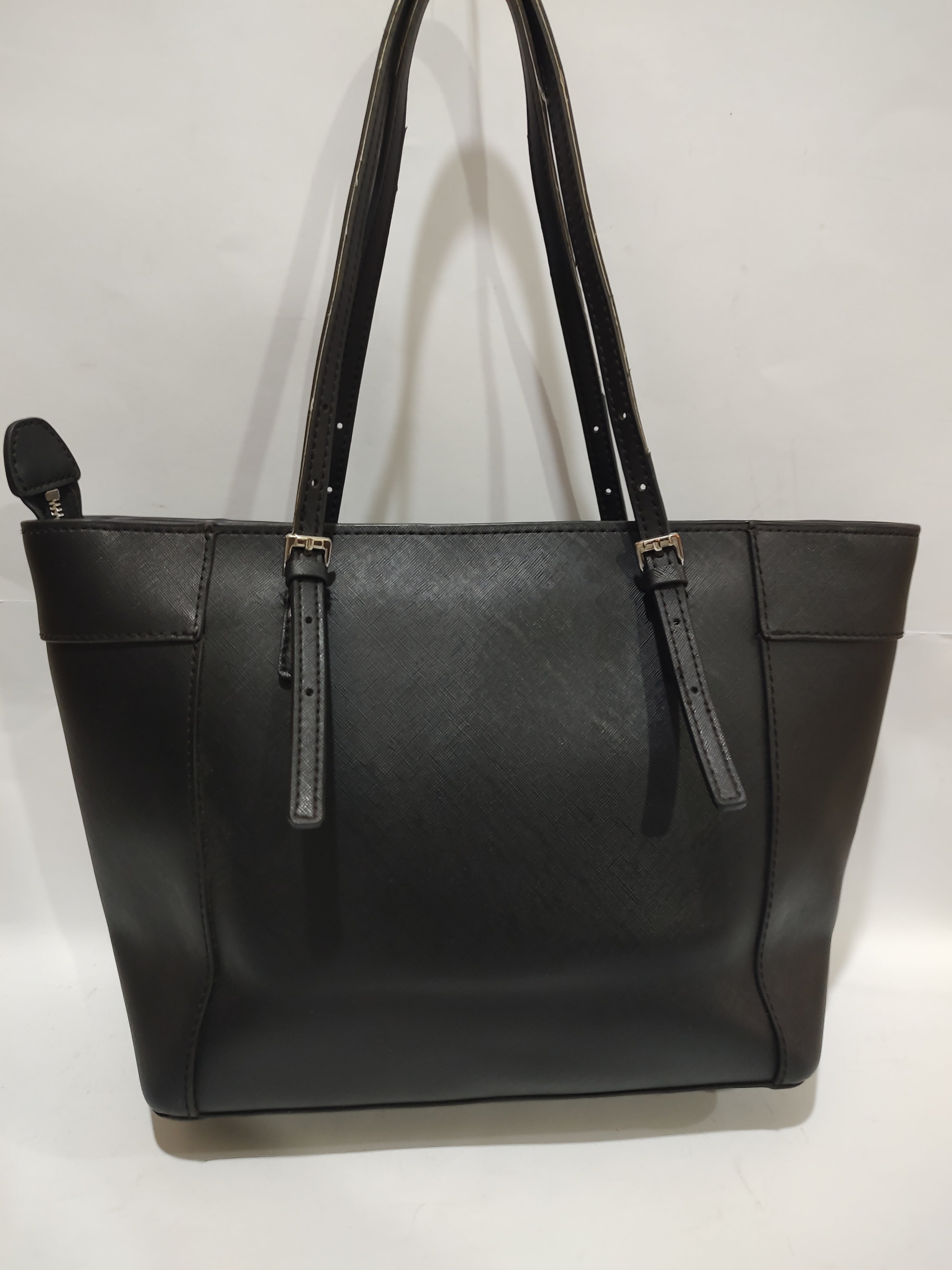 Black Floral Appliqué Textured Tote Bag 🌸