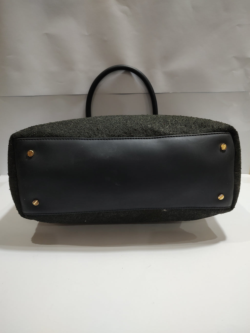 Classic Textured Fabric Satchel - Earthy Olive Green Handbag with Fixed Handles 🌿👜