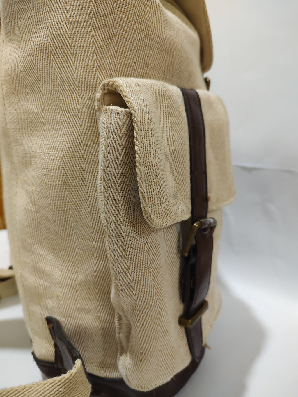 Herringbone Canvas & Faux Leather Rucksack 🎒