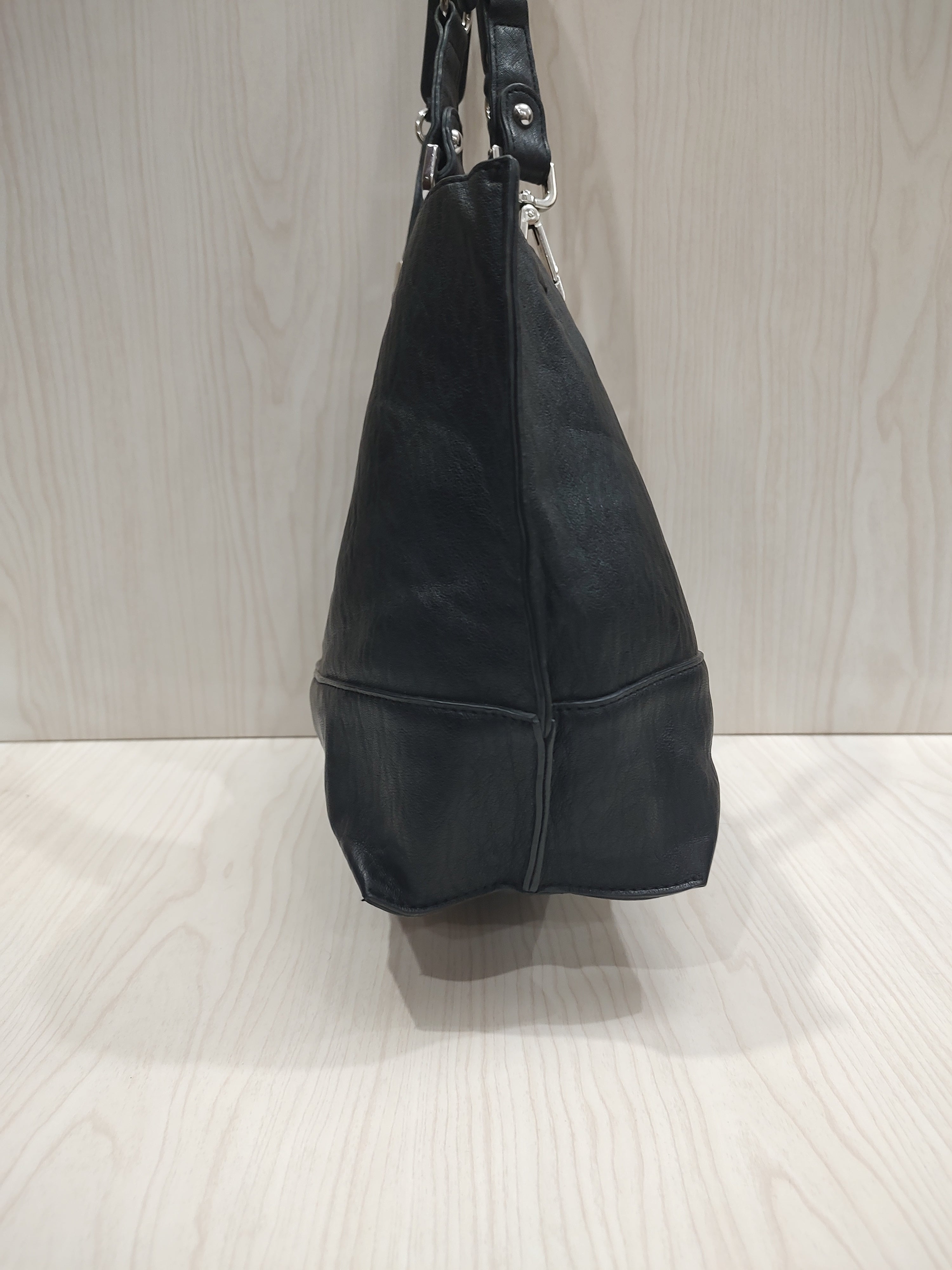 Sleek Minimalist Black Vegan Leather Tote 🖤