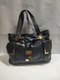 Premium Soft Leather Multi-Pocket Tote - Black with Bold Gold Hardware 🖤✨