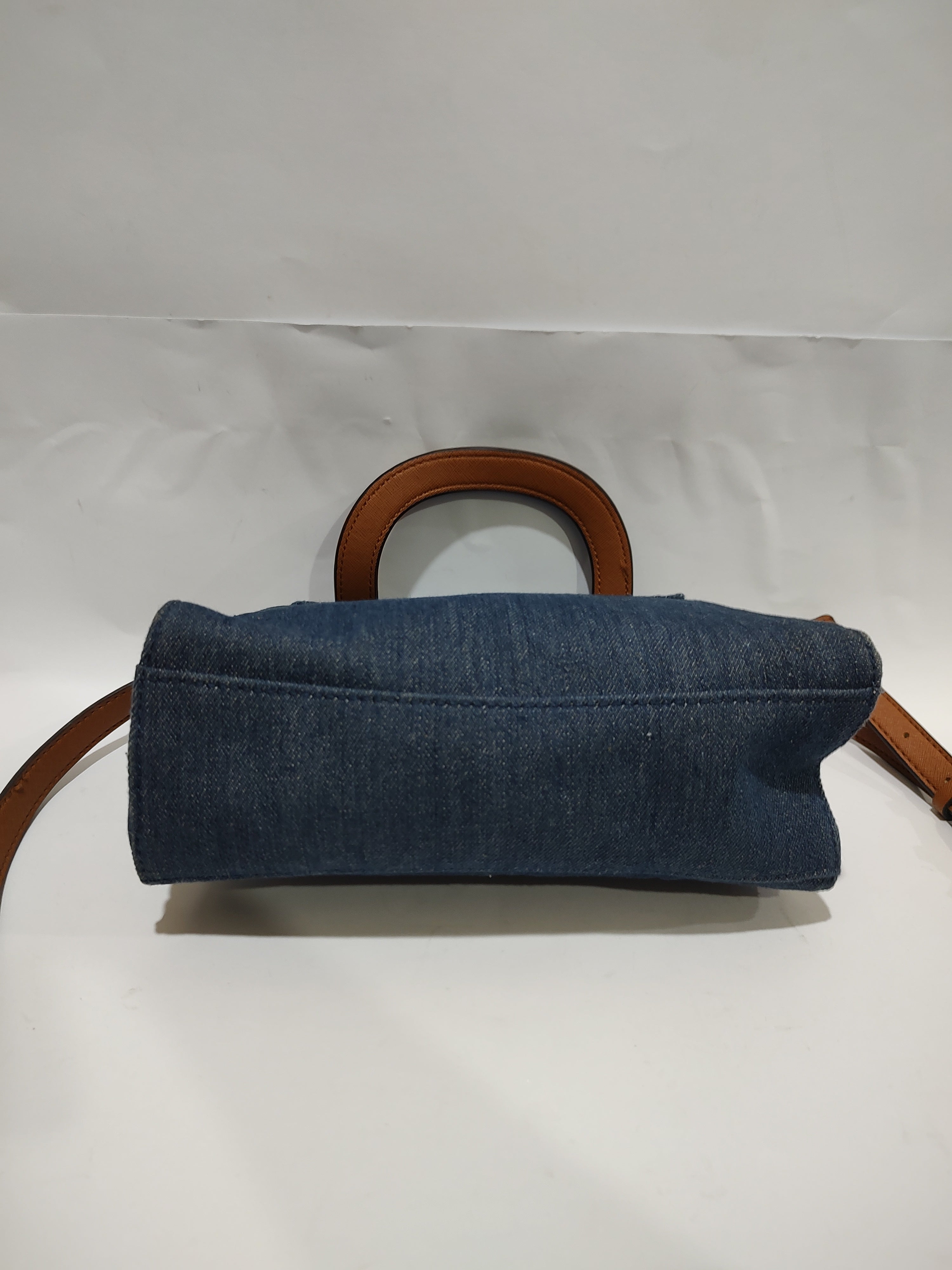 Blue Denim & Tan Leather Top-Handle Crossbody bag👖👜