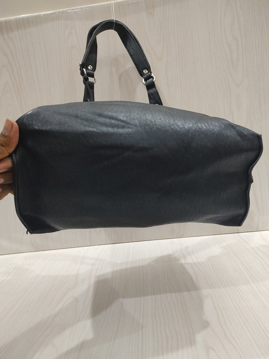 Sleek Minimalist Black Vegan Leather Tote 🖤