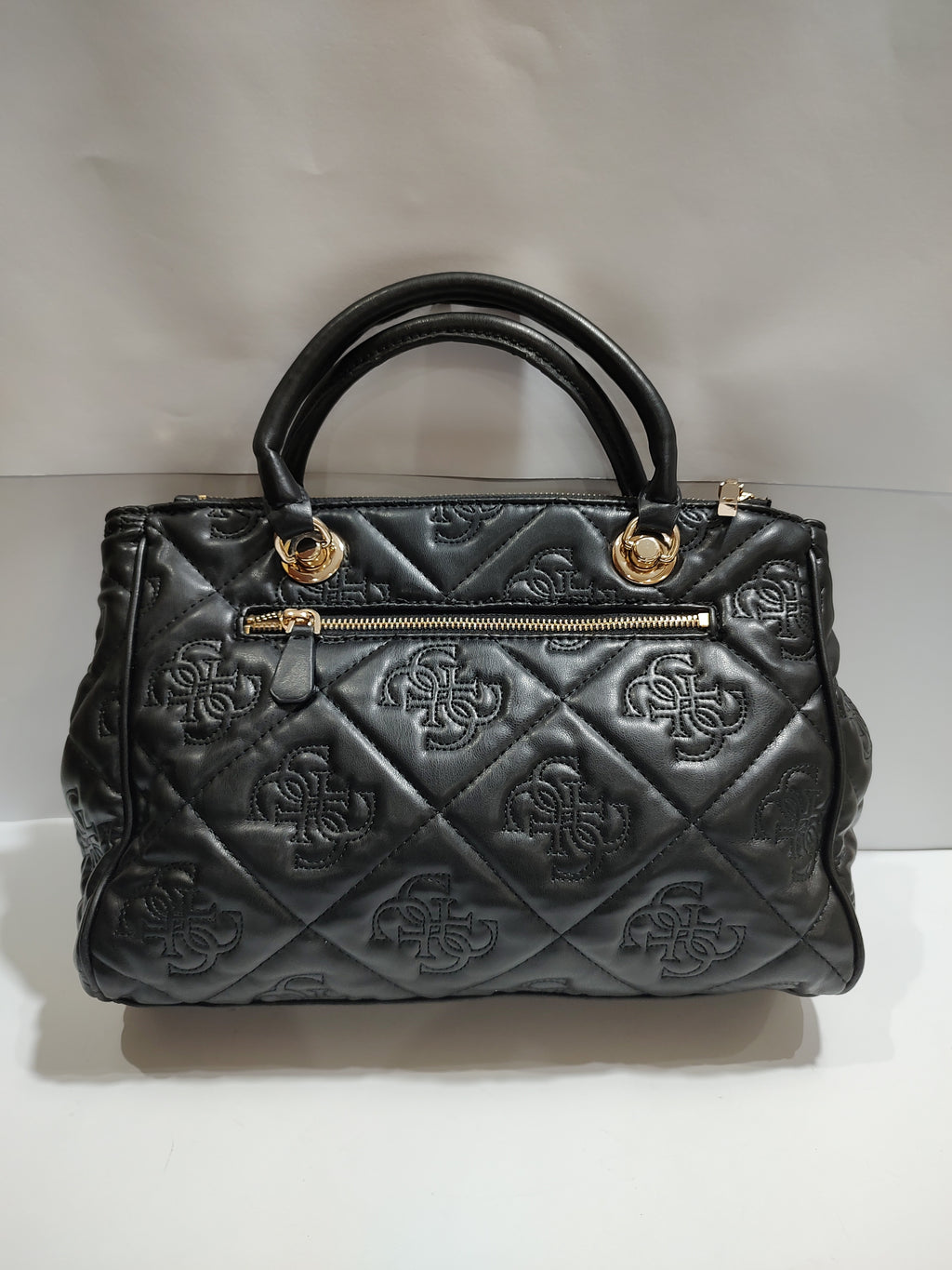 Luxury Quilted Vegan Leather Satchel - Elegant Black with Gold Accents 🖤✨
