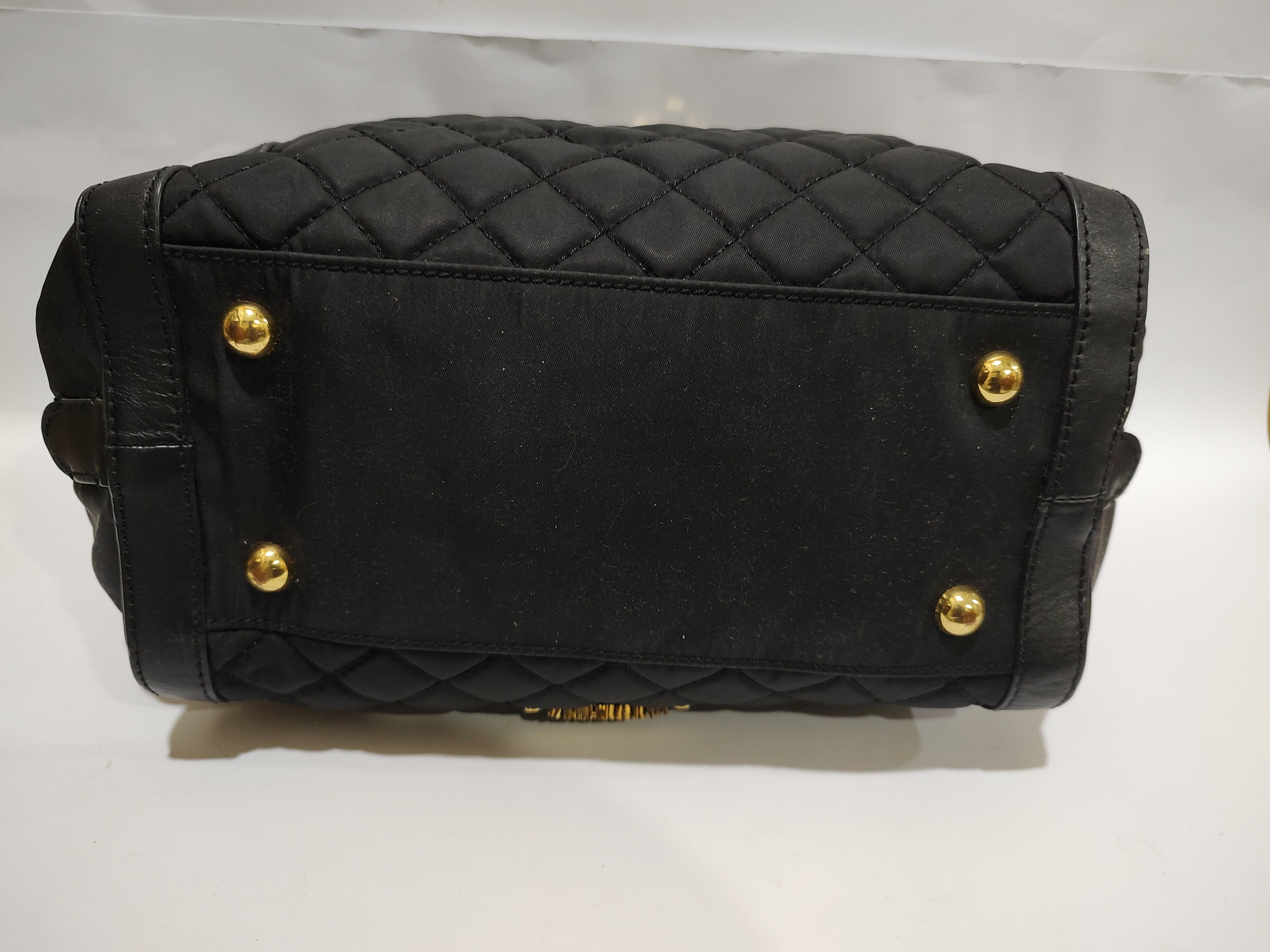 Quilted Black Nylon Bow Duffel Bag 🎀