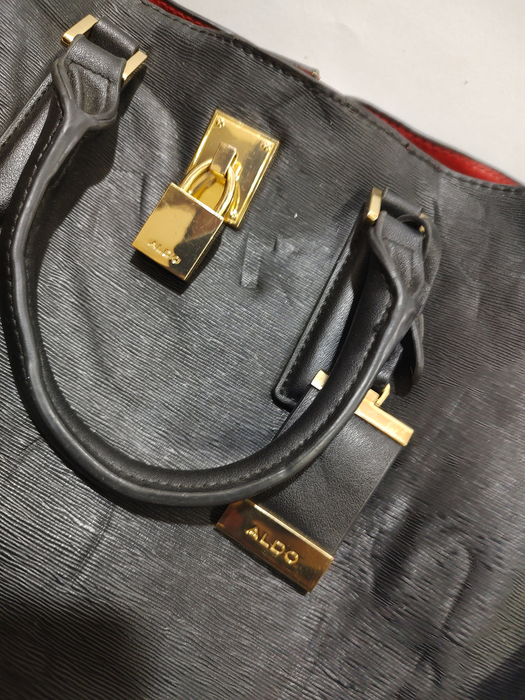 Textured Black Satchel with Gold Hardware 🖤
