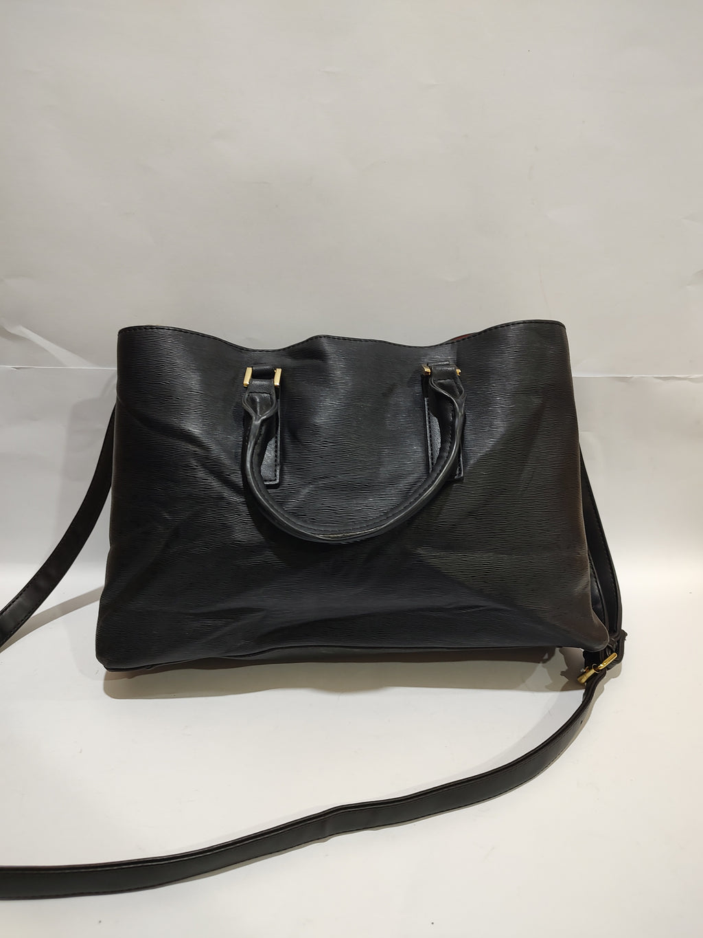 Textured Black Satchel with Gold Hardware 🖤