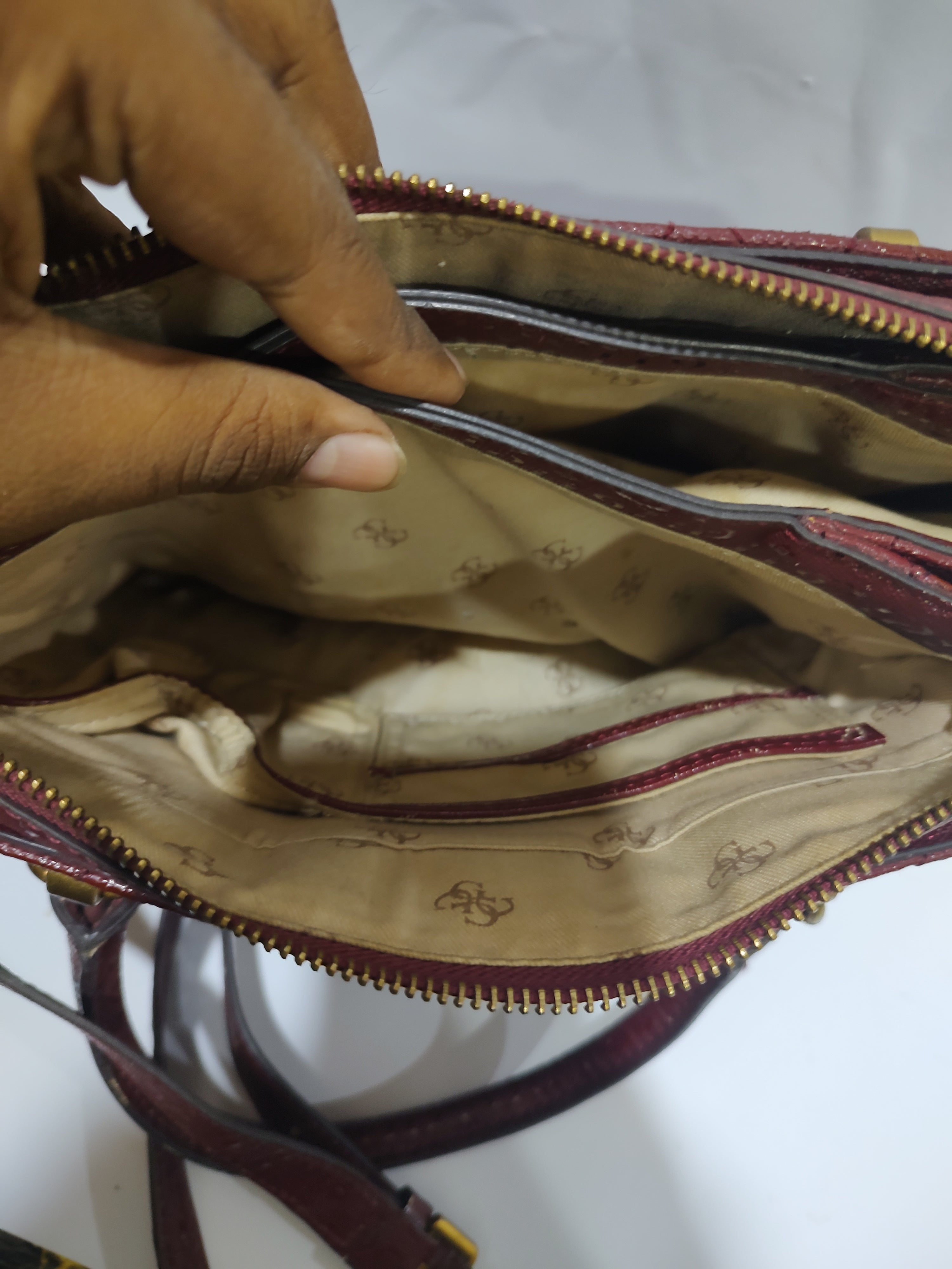 Elegant Maroon Quilted Satchel Bag – Textured Vegan Leather with Antique Gold Hardware