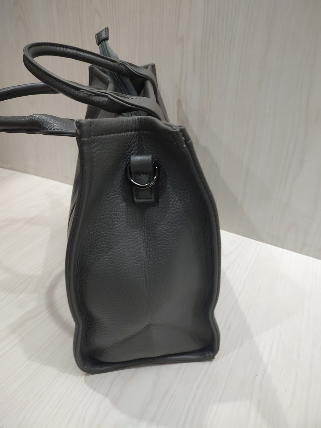 Minimalist Dark Grey Pebbled Leather Tote Bag 👜✨