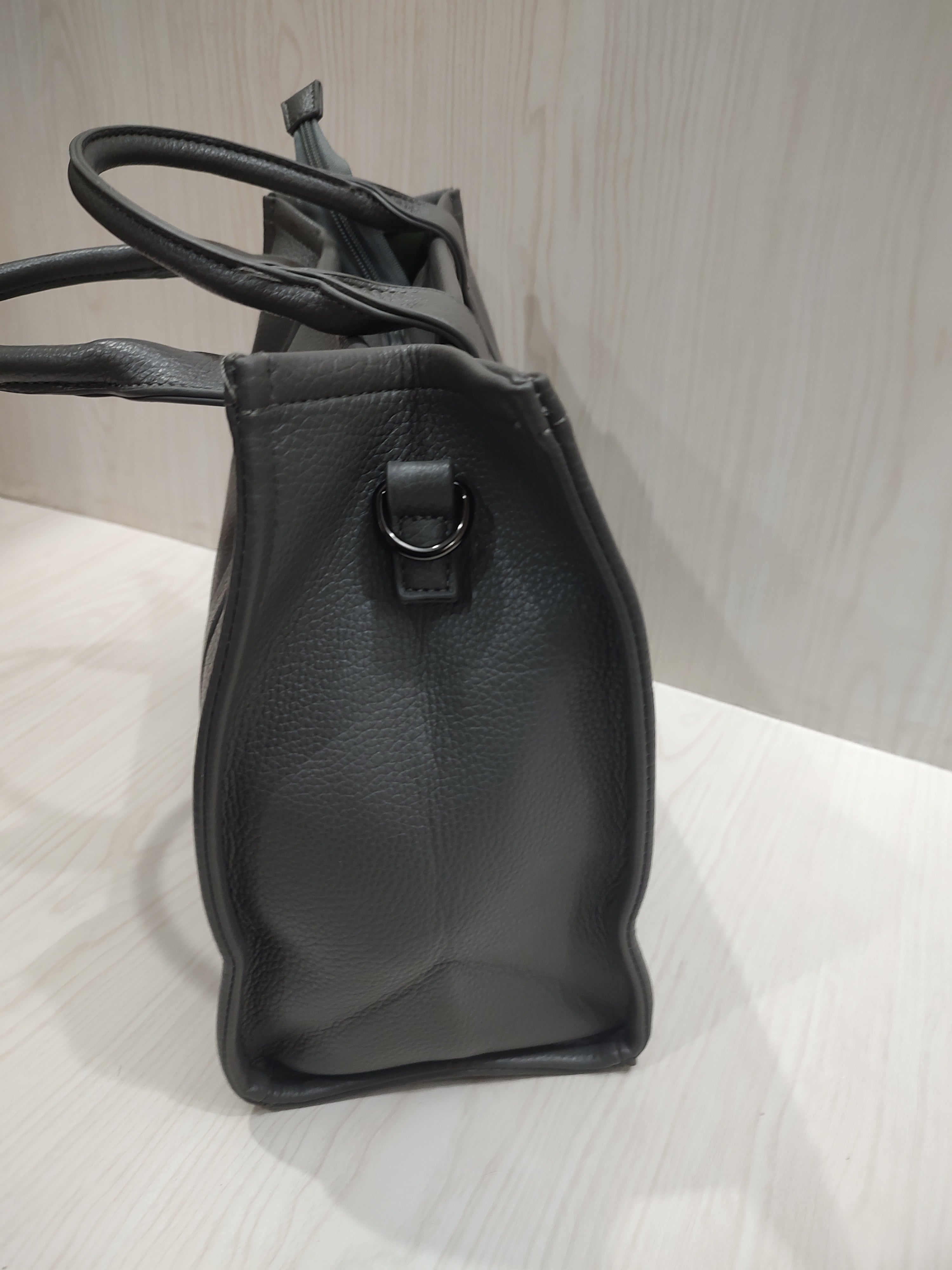Minimalist Dark Grey Pebbled Leather Tote Bag 👜✨