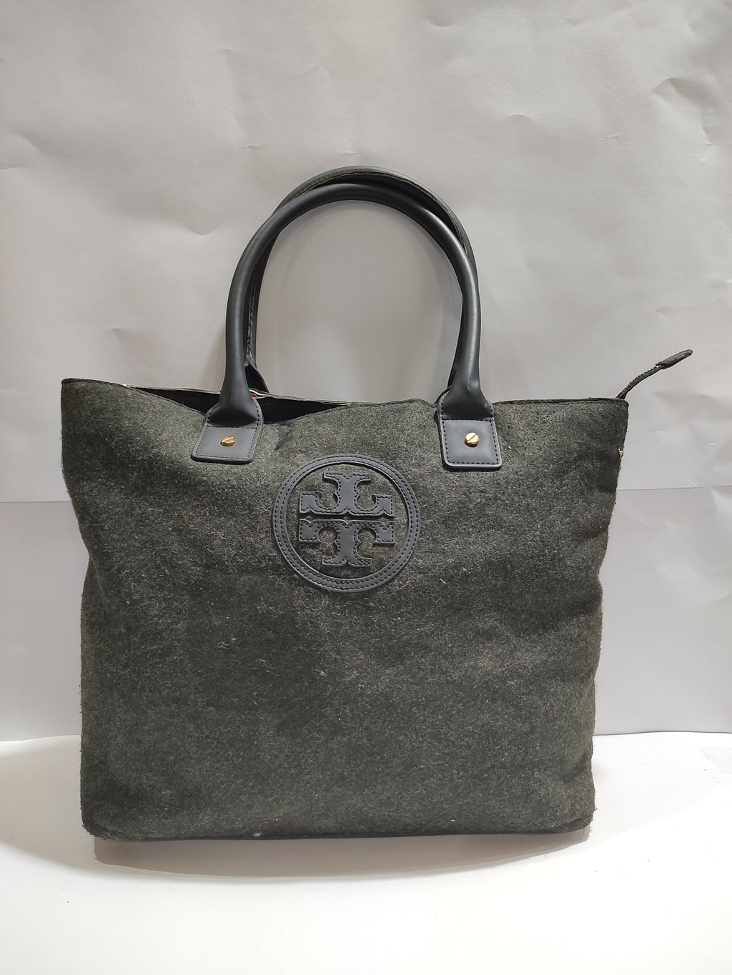 Classic Textured Fabric Satchel - Earthy Olive Green Handbag with Fixed Handles 🌿👜