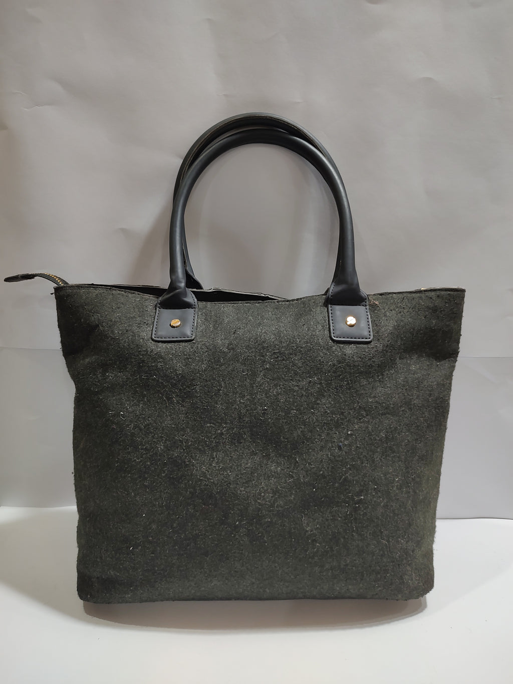 Classic Textured Fabric Satchel - Earthy Olive Green Handbag with Fixed Handles 🌿👜