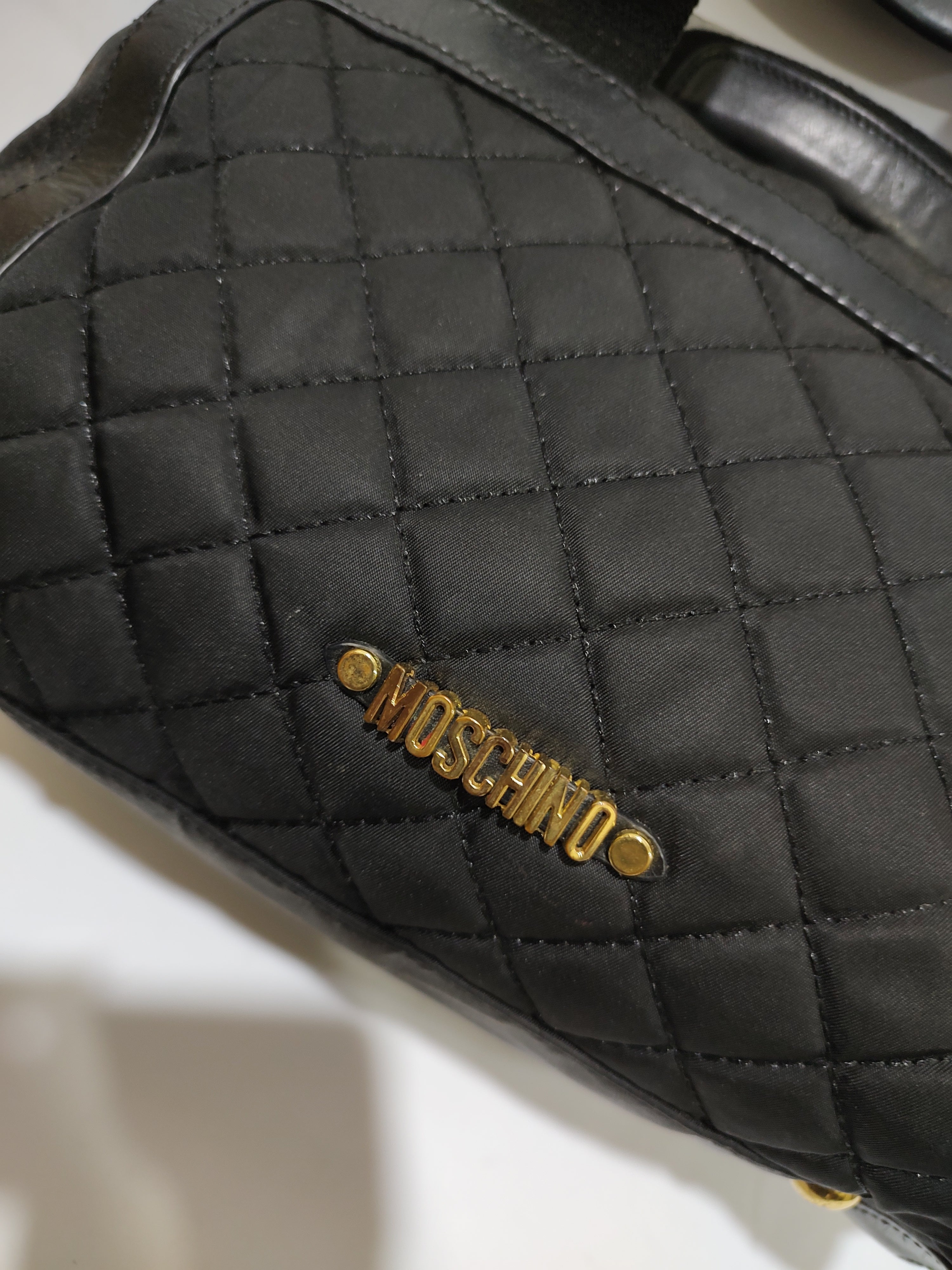 Quilted Black Nylon Bow Duffel Bag 🎀